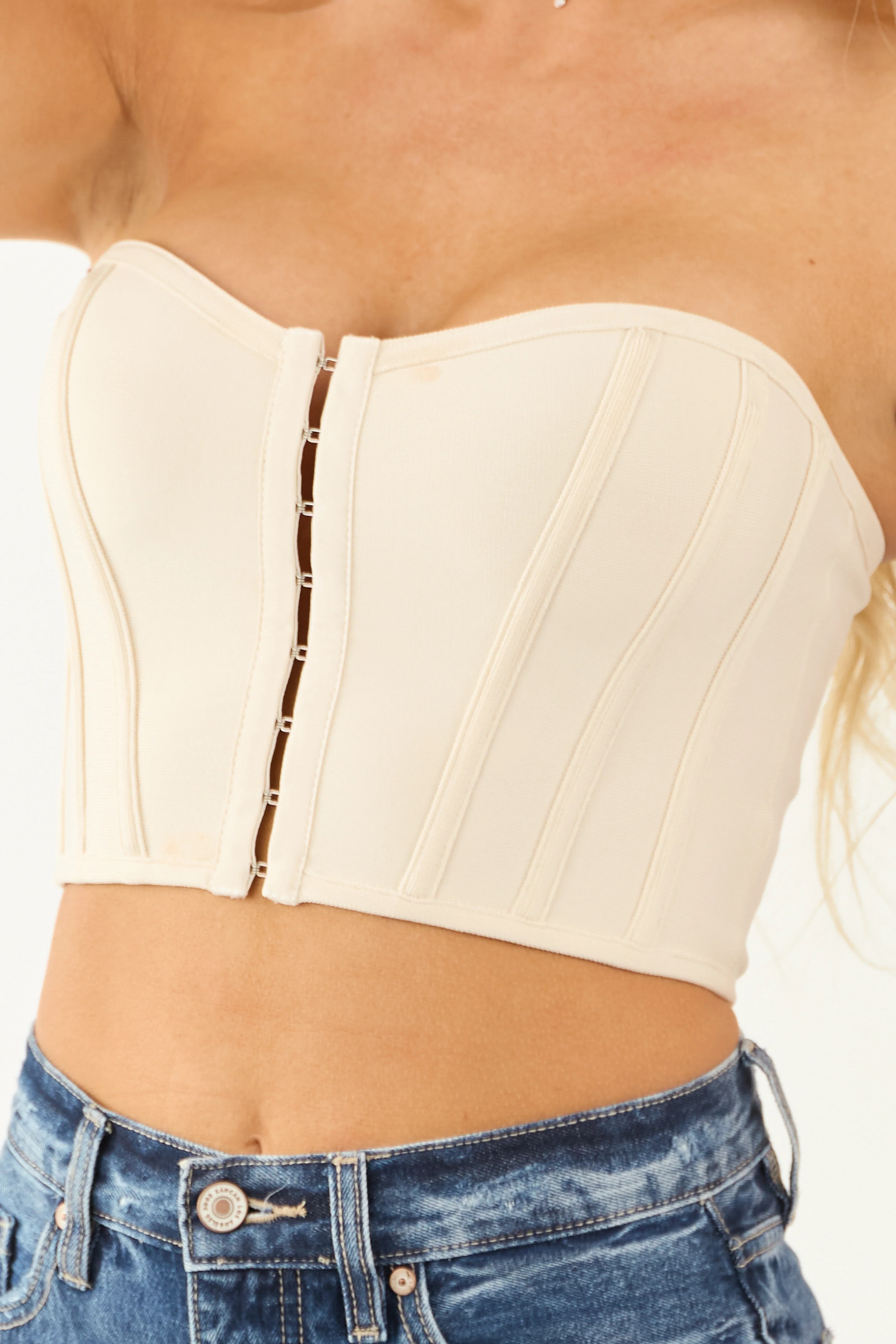 Almond Sweetheart Neckline Strapless Corset Top - Image 6