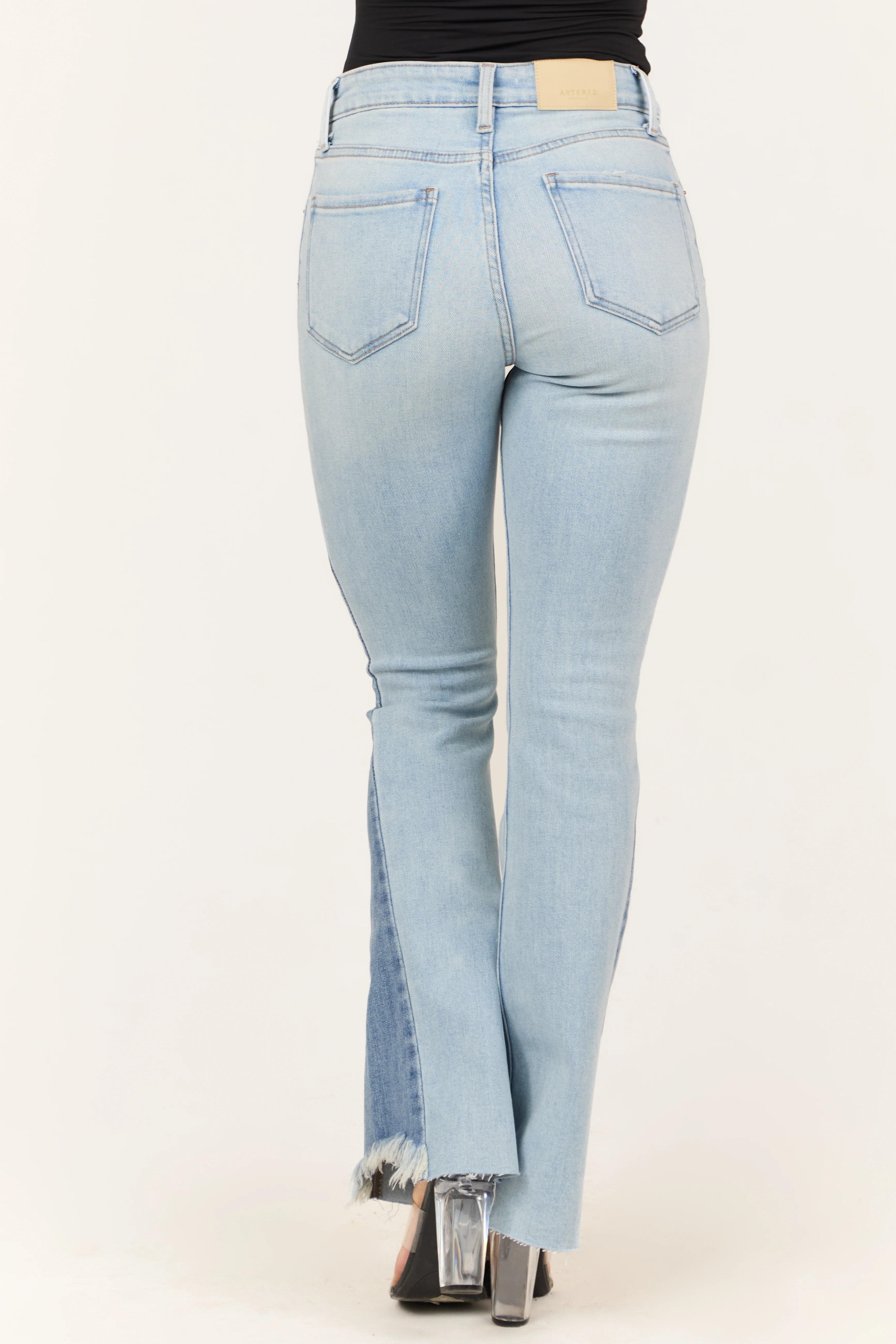 Artemis Light Wash High Rise Side Panel Bootcut Jeans - Image 4