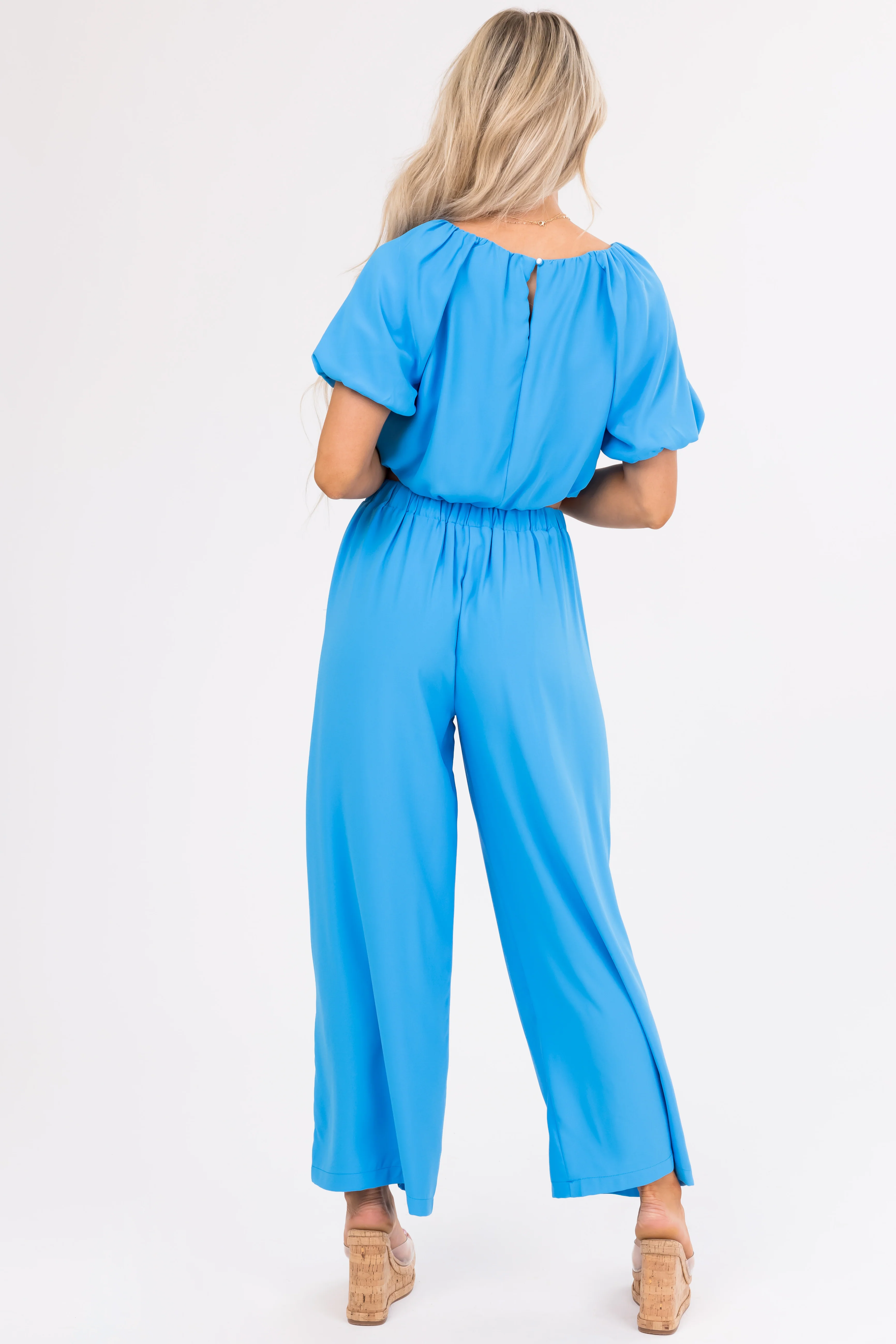 Azure Puff Sleeve Bubble Crop Top - Image 5