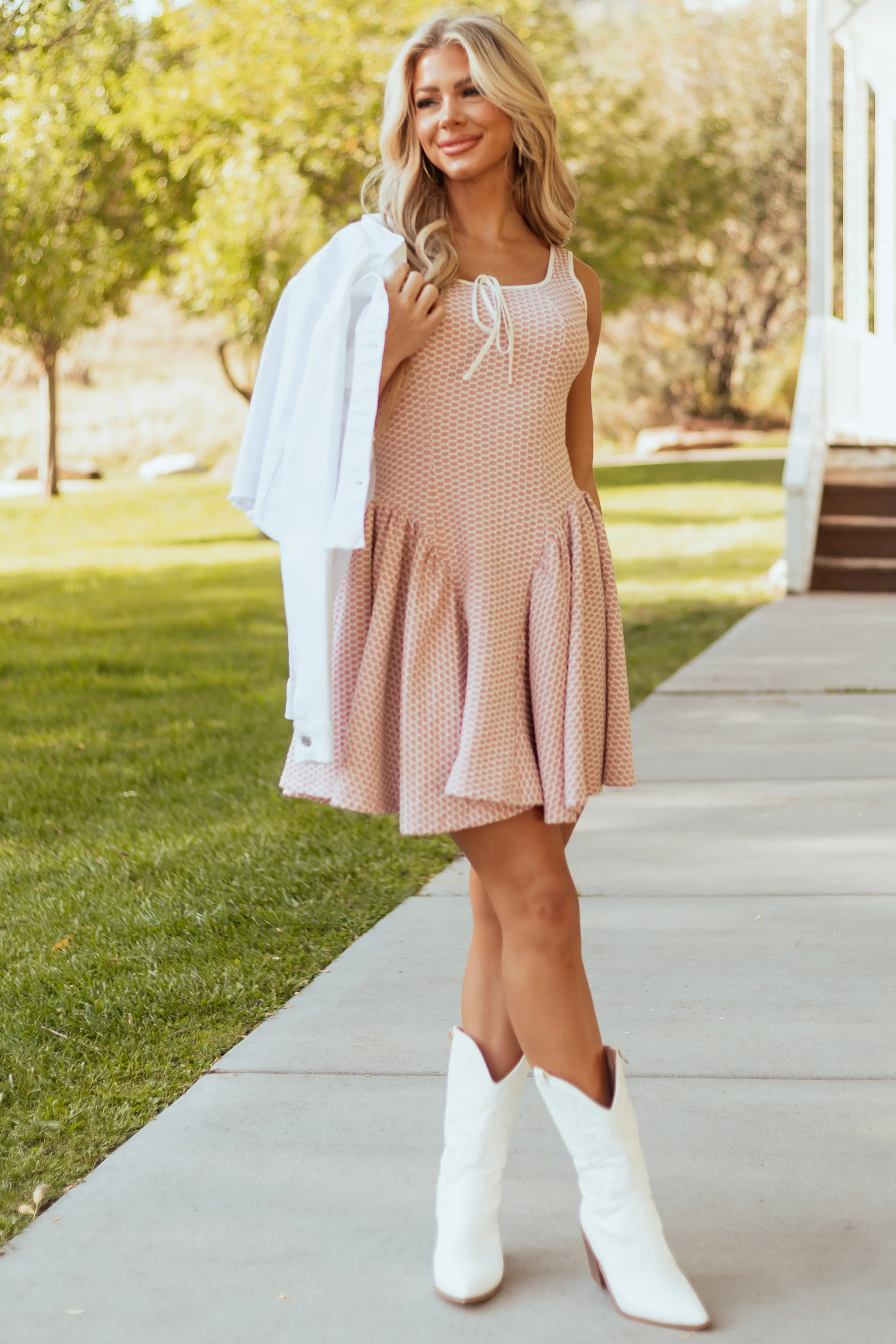 Baby Pink Floral Print Sleeveless Mini Dress - Image 2