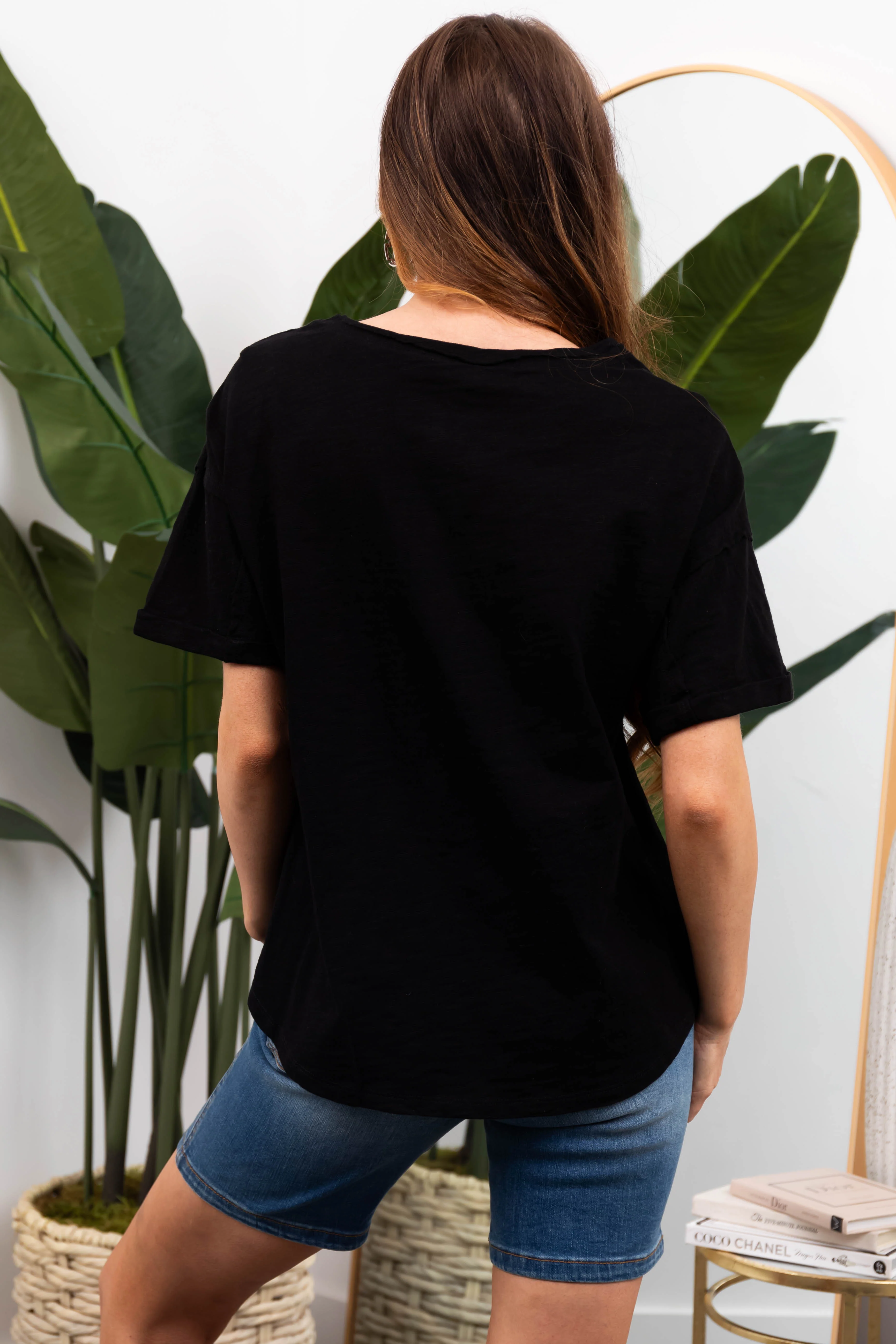 Black Button Front Oversized Knit Top - Image 6