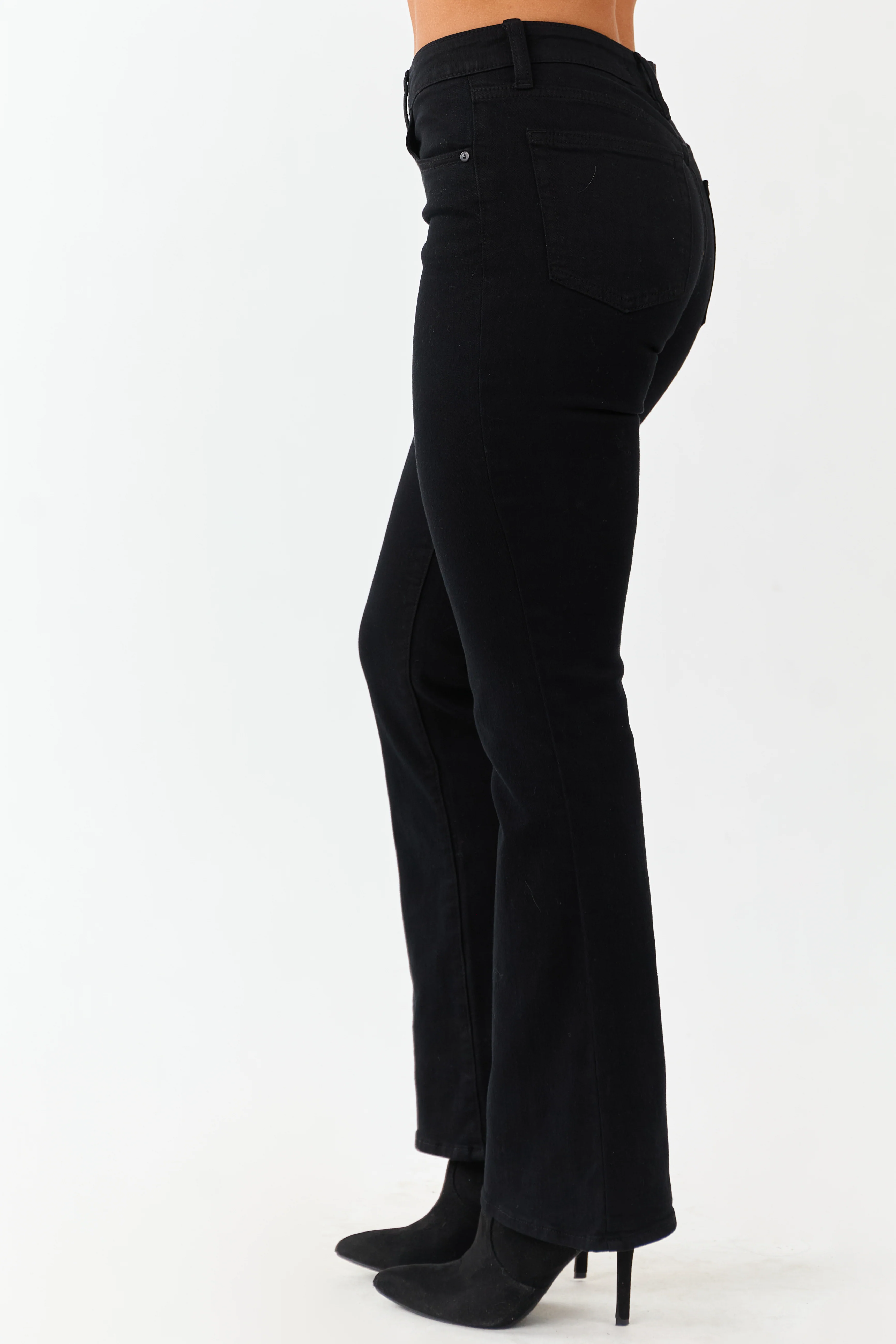 Black High Rise Stretchy Bootcut Jeans - Image 3