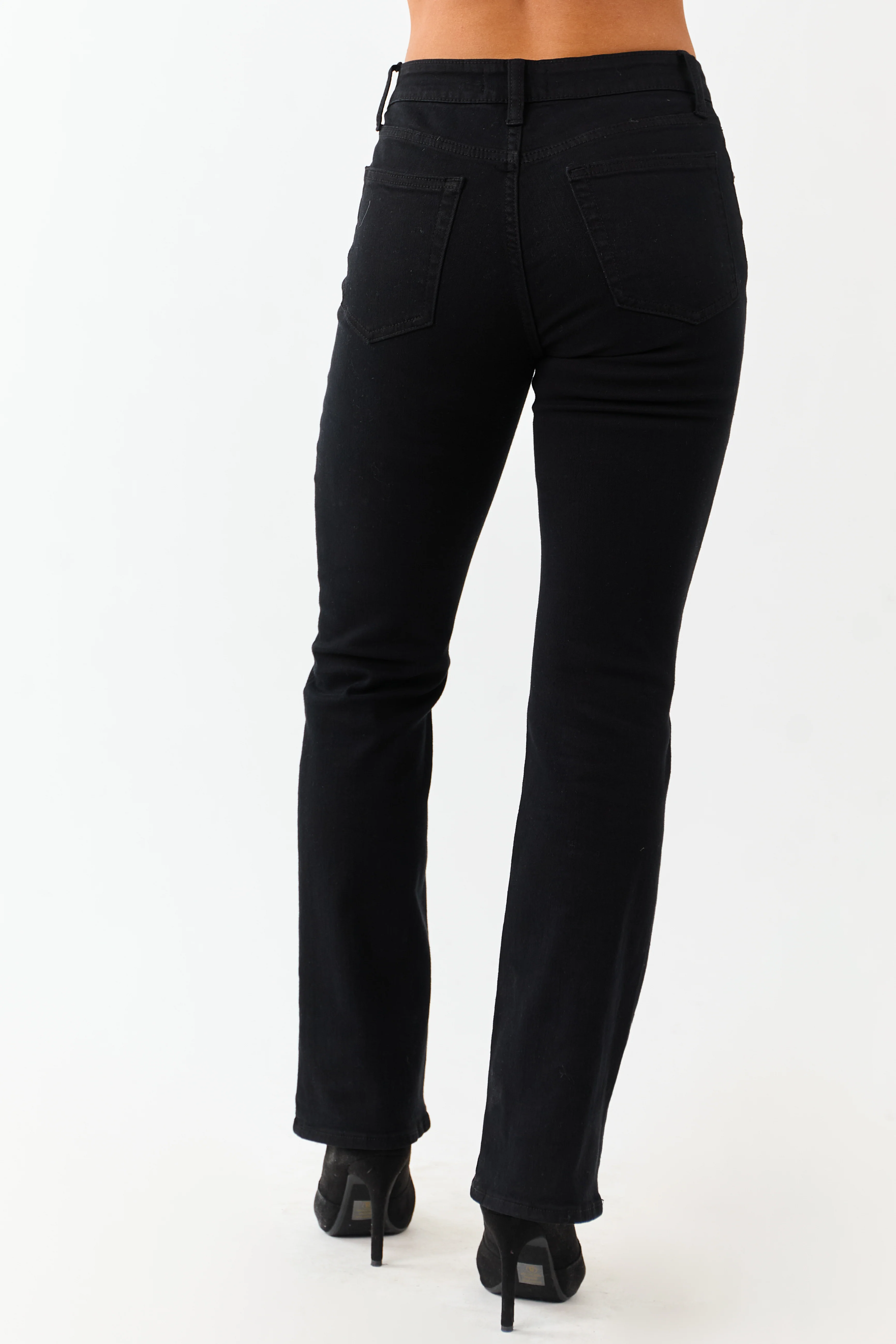 Black High Rise Stretchy Bootcut Jeans - Image 4
