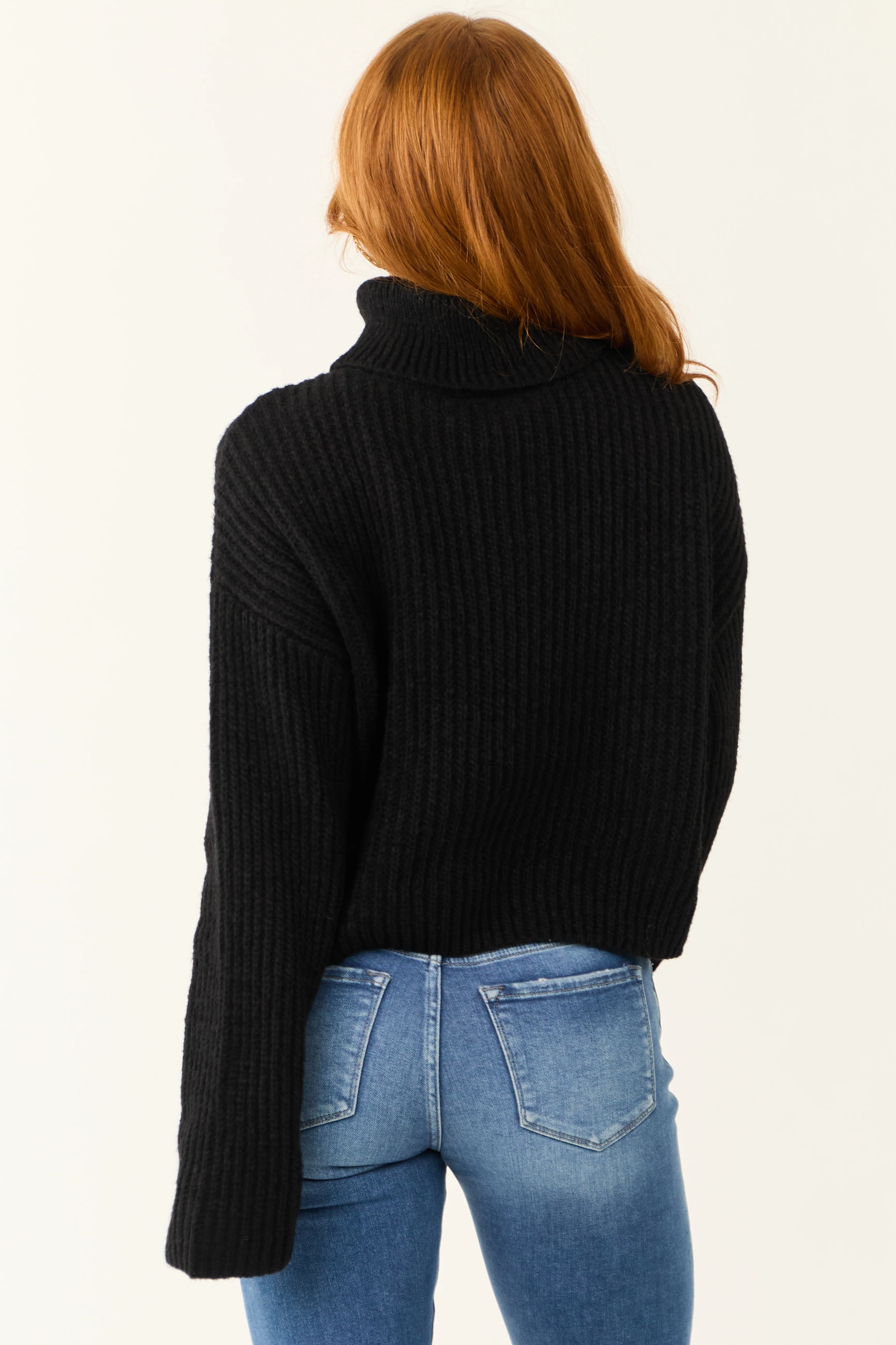 Black Long Sleeve Turtleneck Chunky Sweater - Image 7