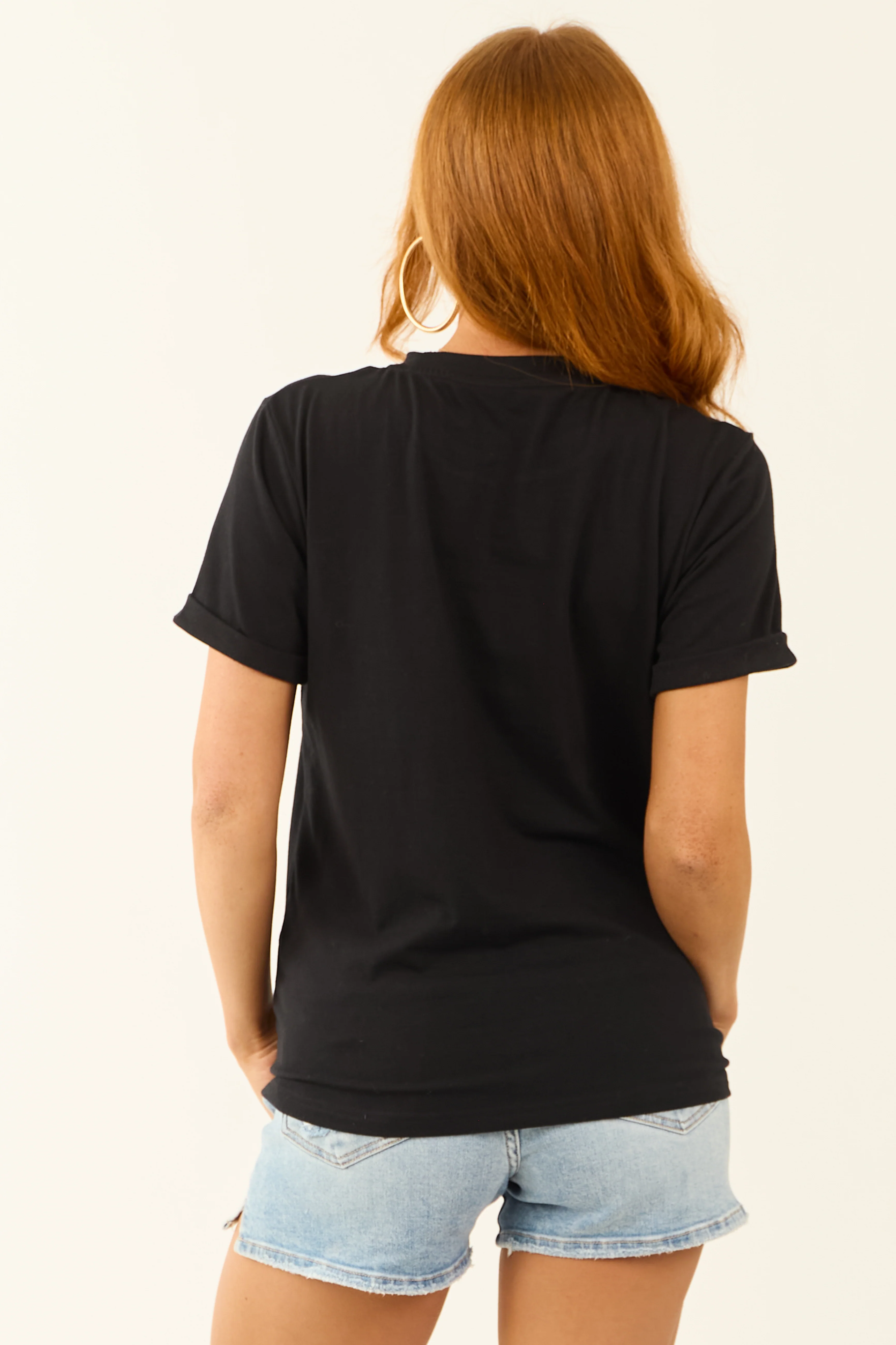 Black 'Love' St Patricks Rhinestone Clover Letter Tee - Image 7