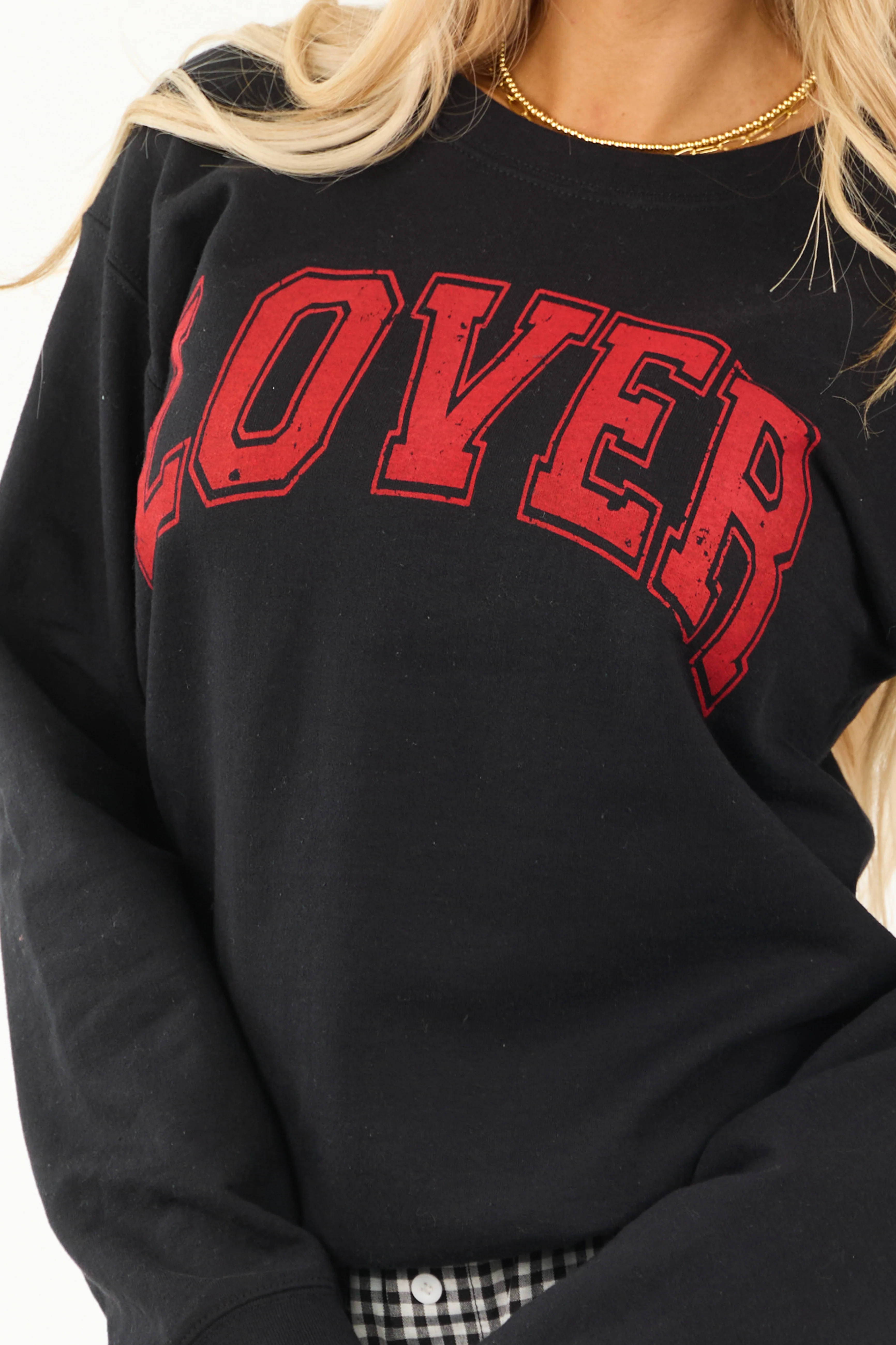 Black 'Lover' Graphic Long Sleeve Sweatshirt - Image 7