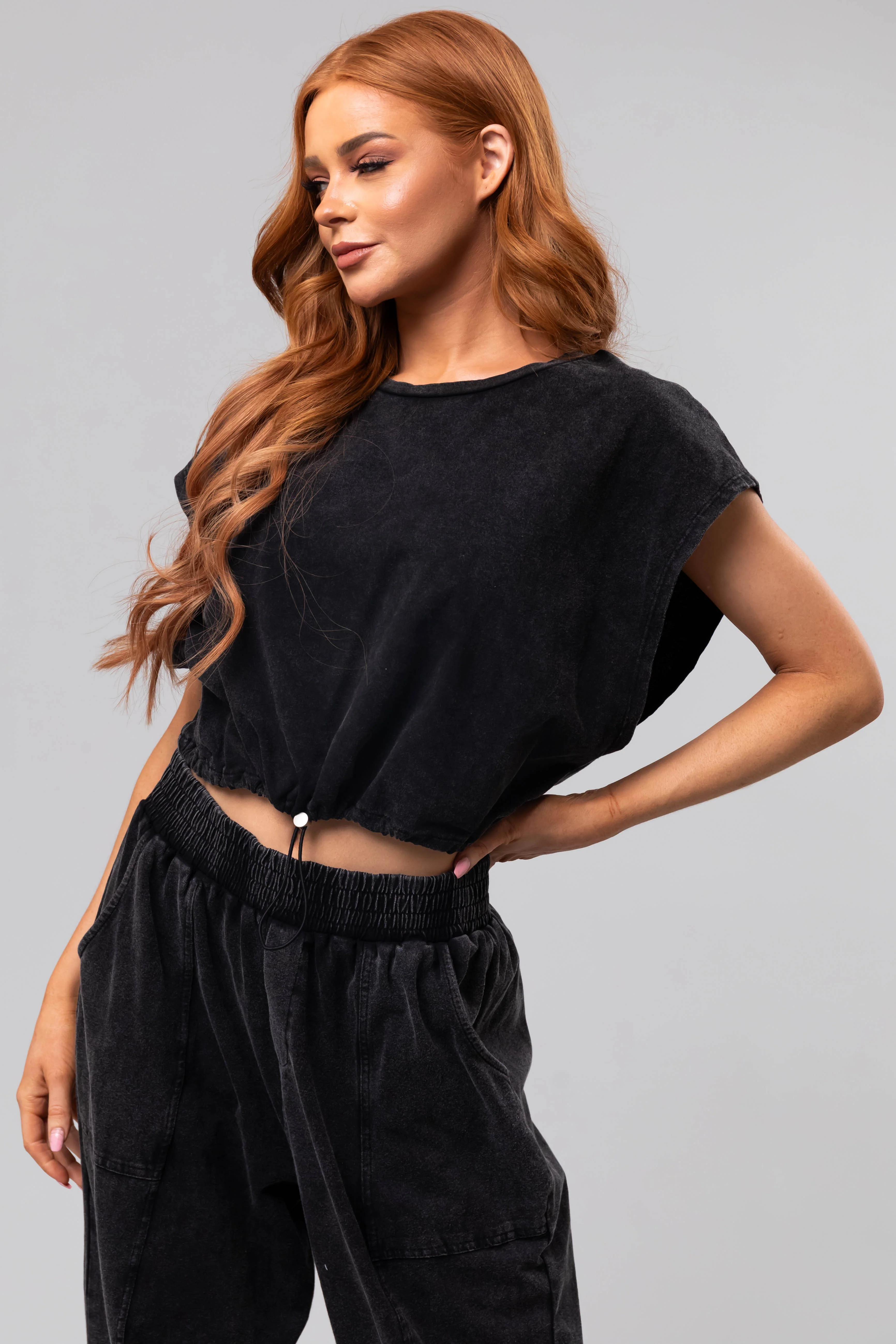Black Mineral Washed Oversized Top - Image 3