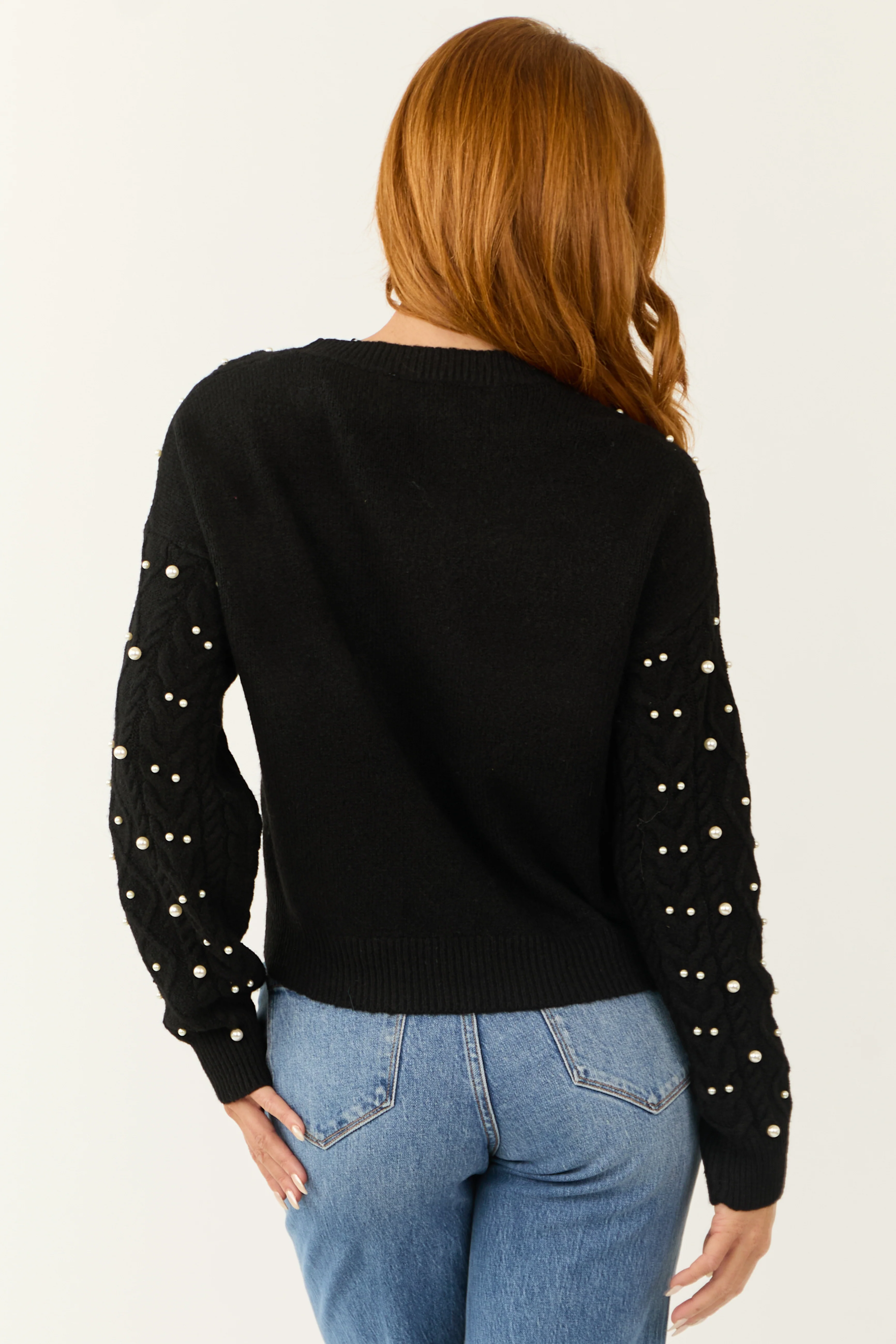 Black Pearl Embellished Knit Sweater - Image 5