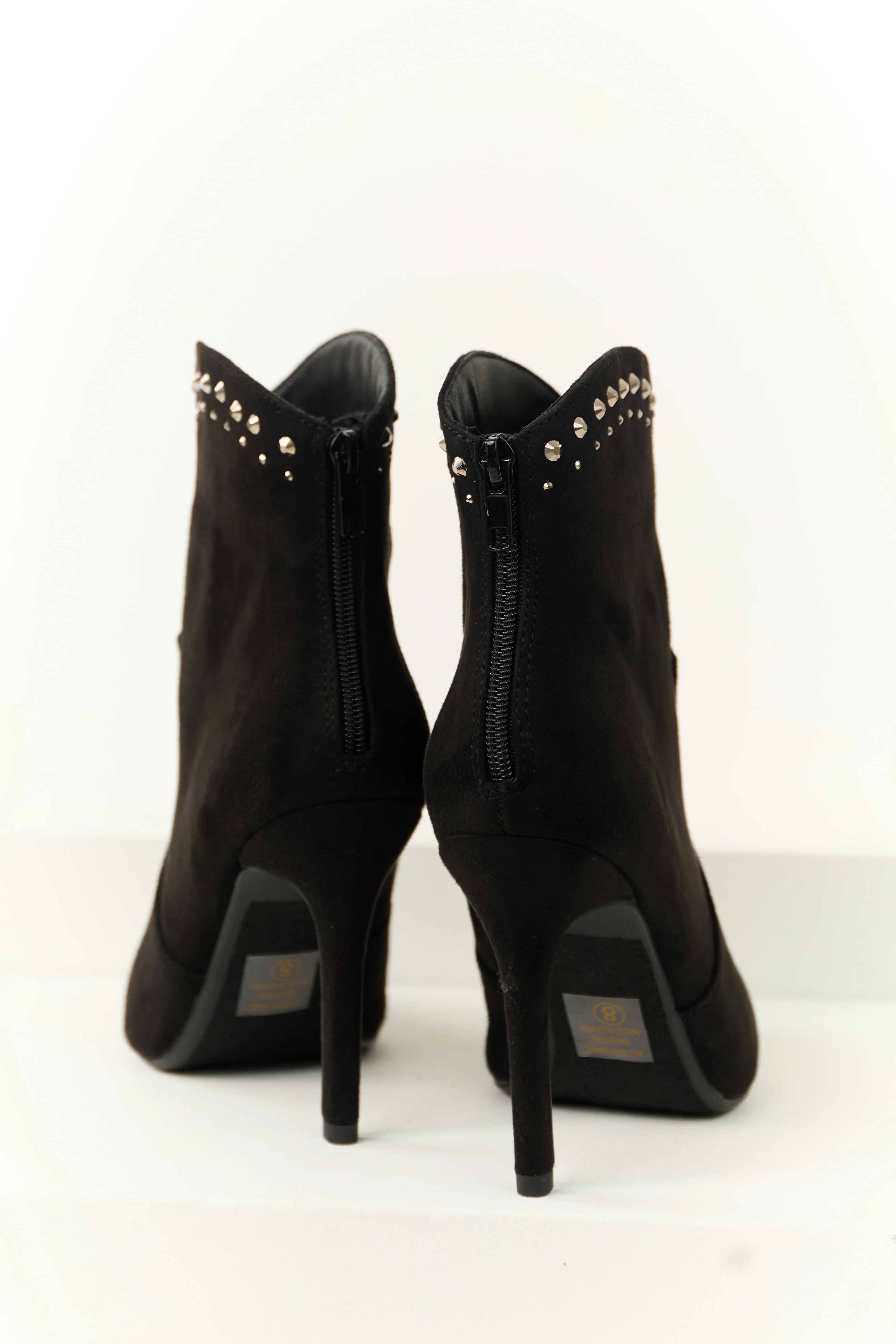 Black Rhinestone Detail High Heel Ankle Booties - Image 3