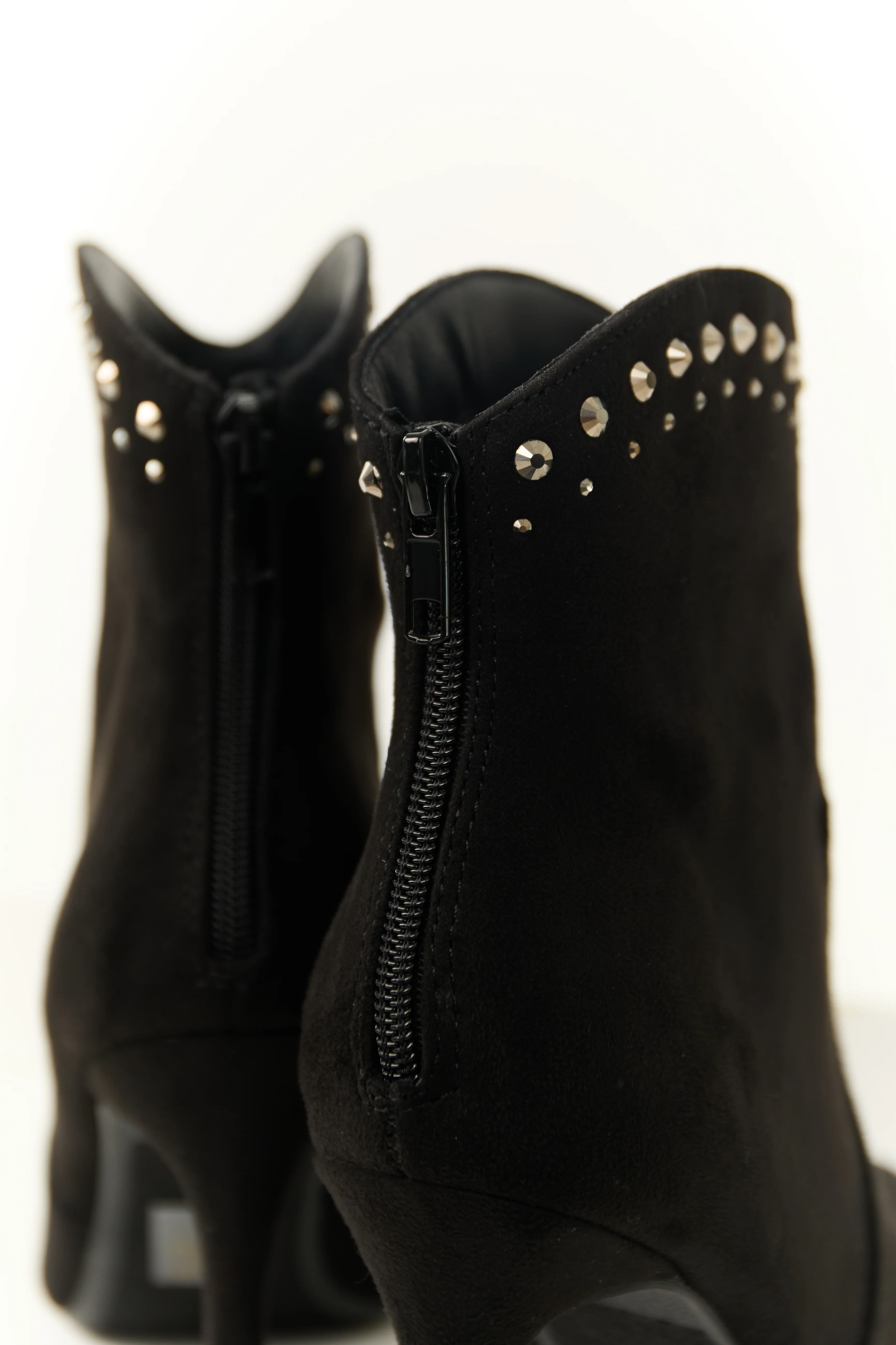 Black Rhinestone Detail High Heel Ankle Booties - Image 4