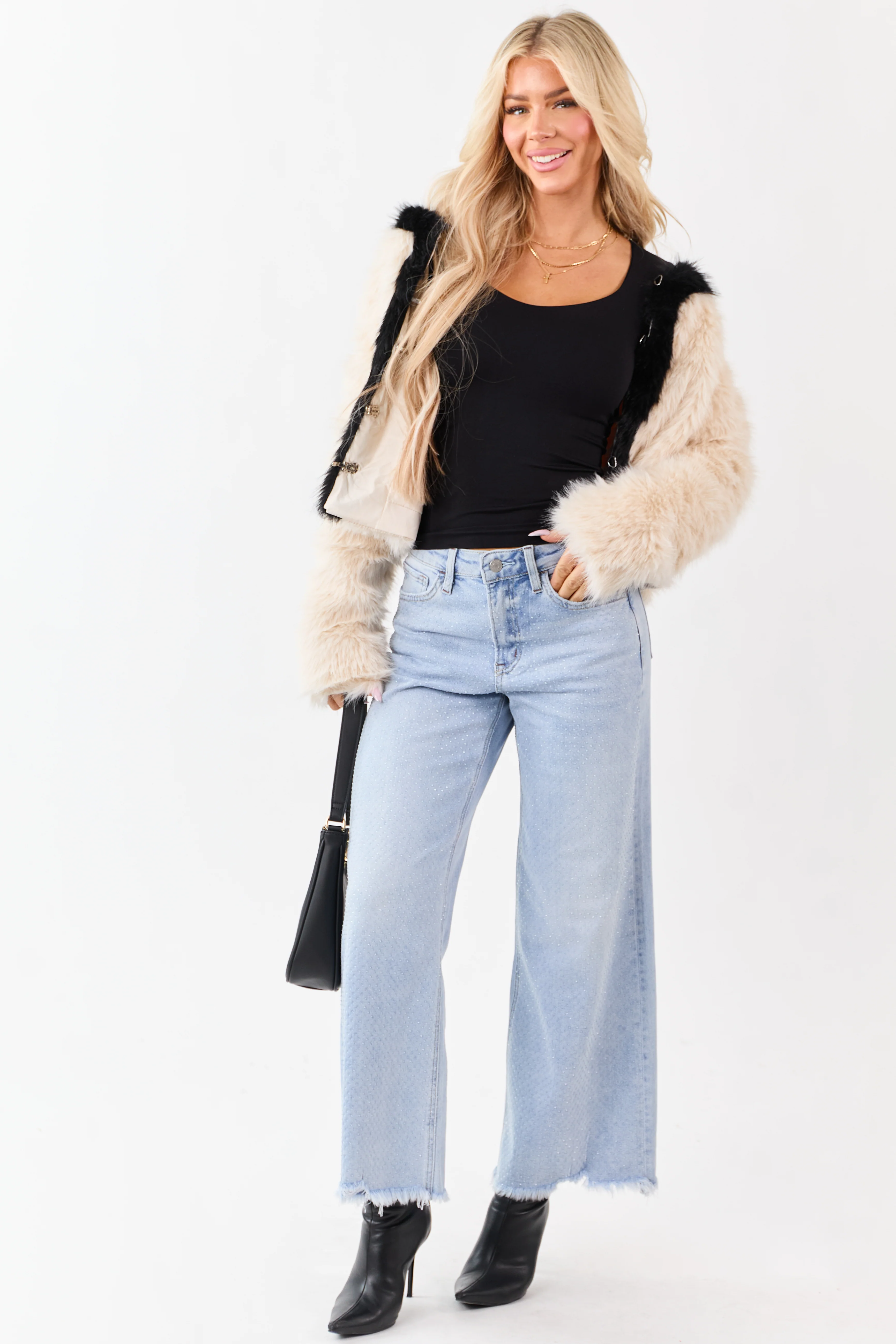 Black Scoop Neck Fitted Long Sleeve Top - Image 3