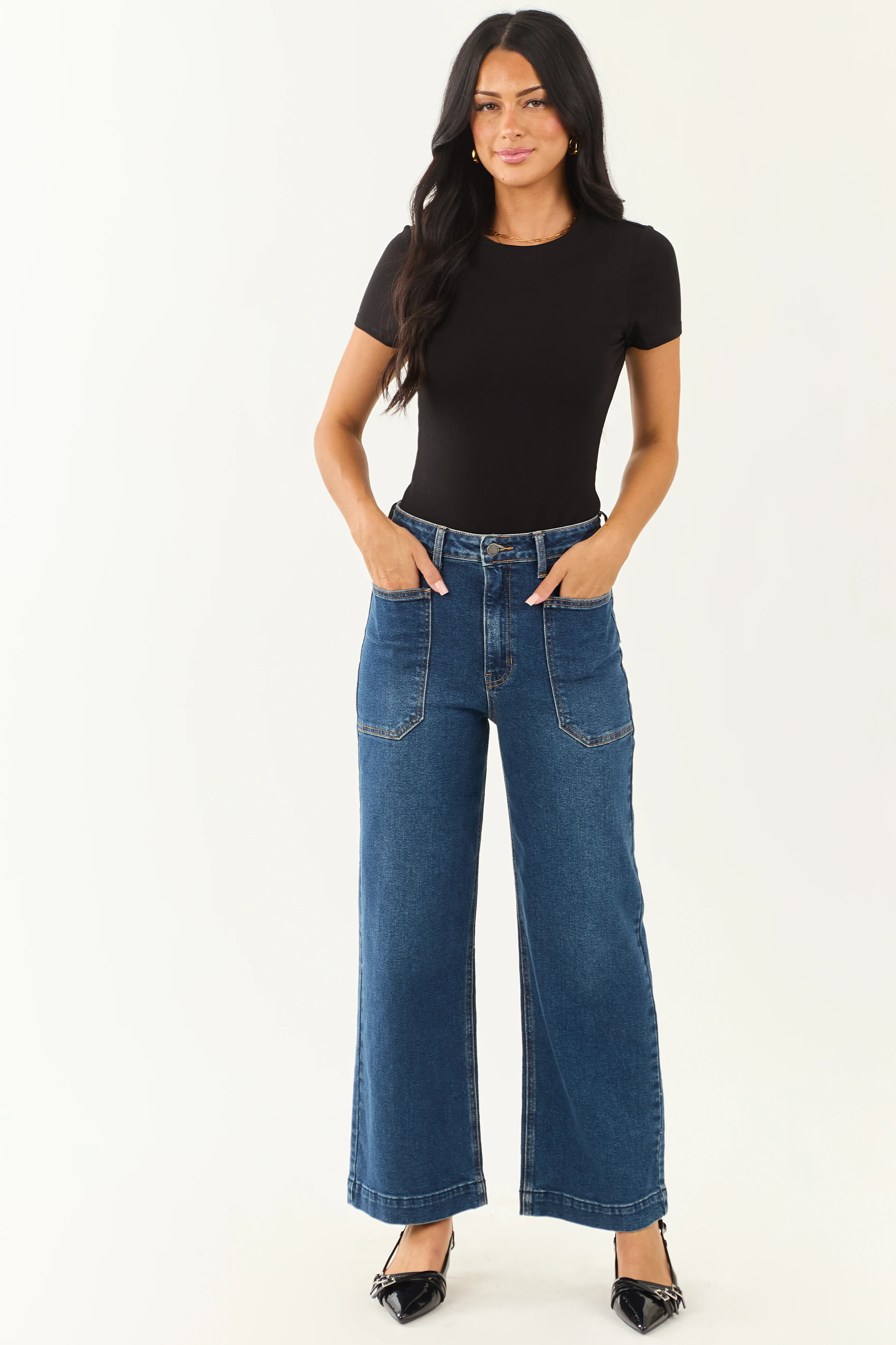 Black Short Sleeve Round Neck Knit Bodysuit - Image 3