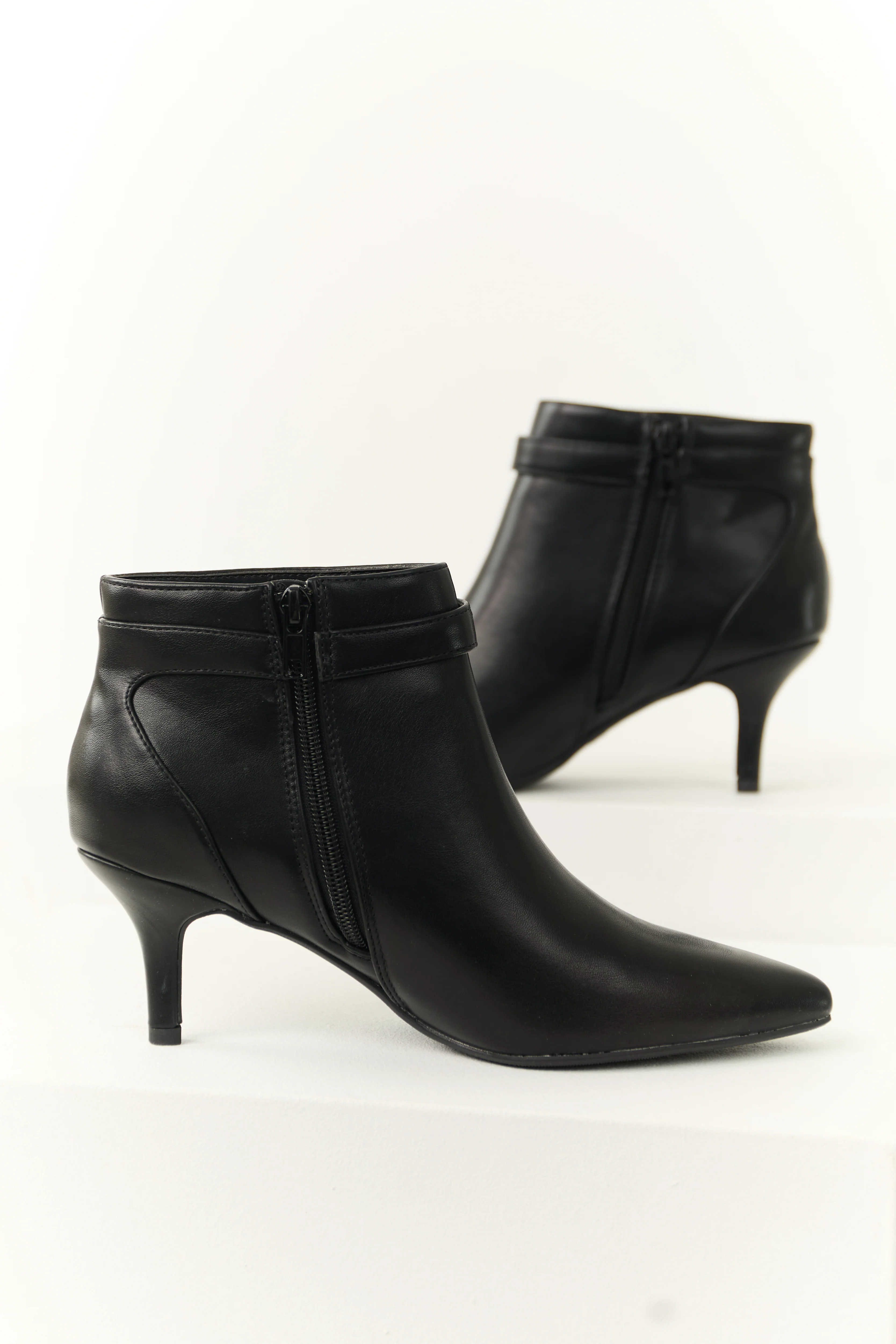 Black Stiletto Ankle Booties with Silver Buckle - Image 3