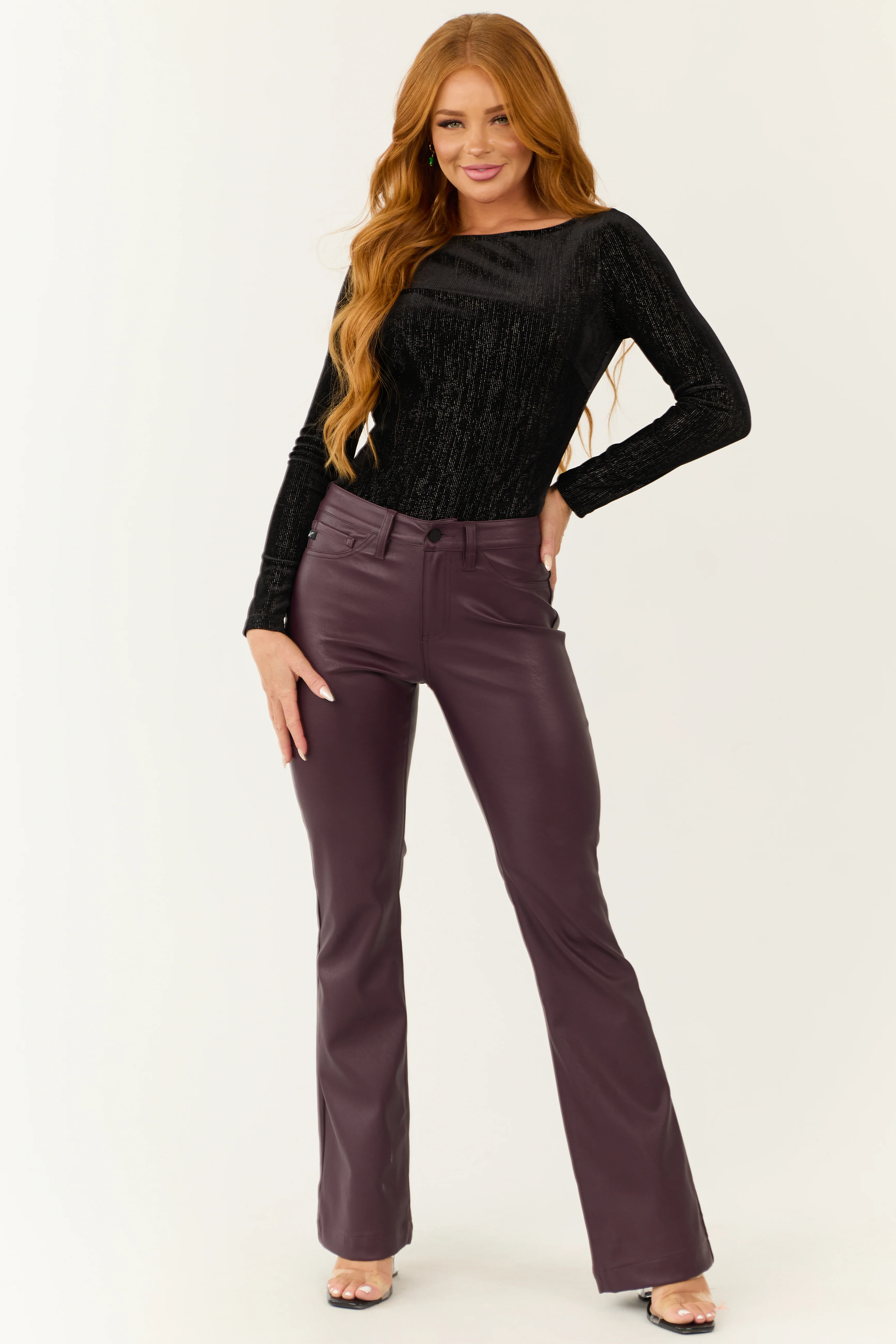 Black Velvet Scoop Back Long Sleeve Bodysuit - Image 3