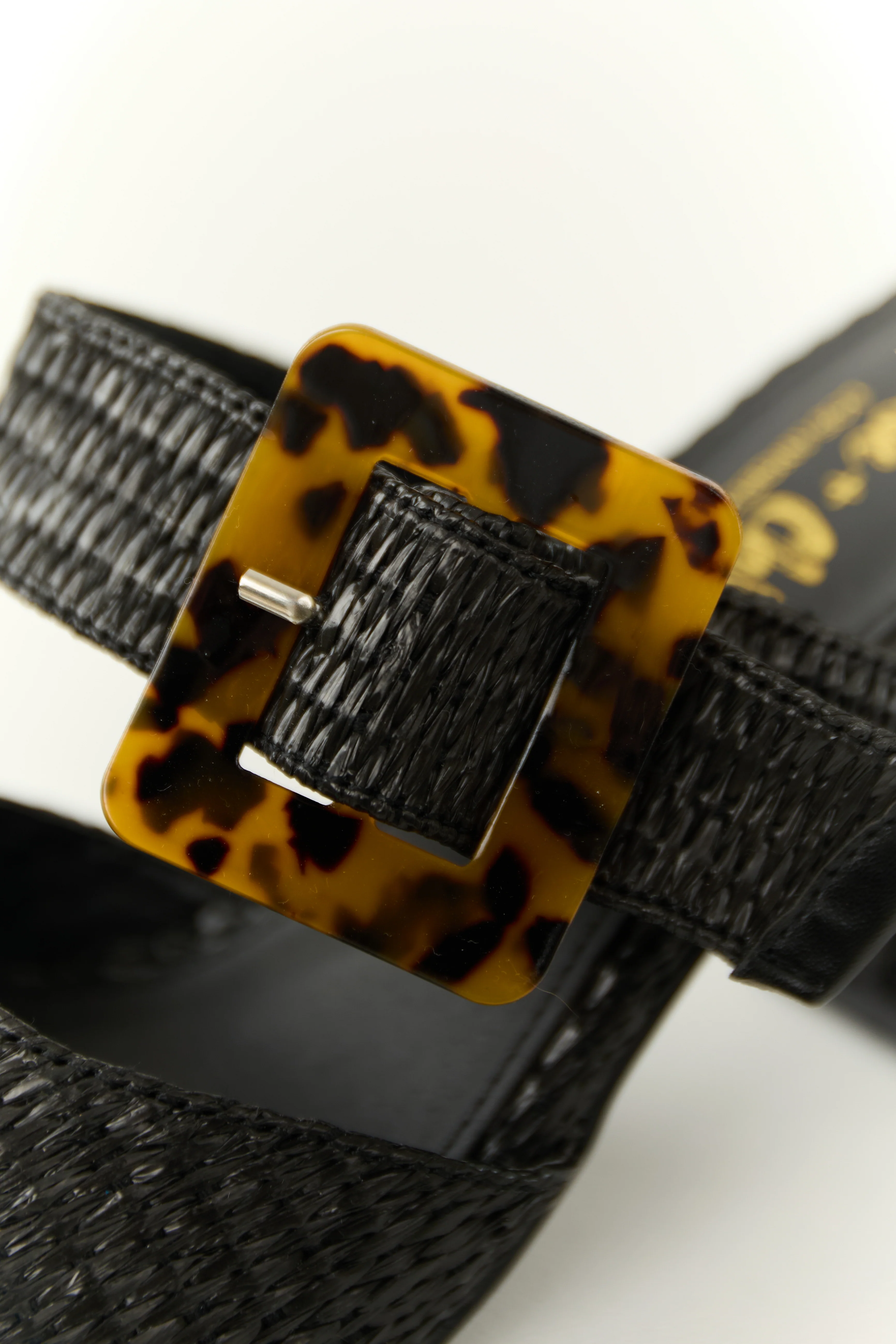 Black Woven Accent Buckle Strap Heels - Image 3