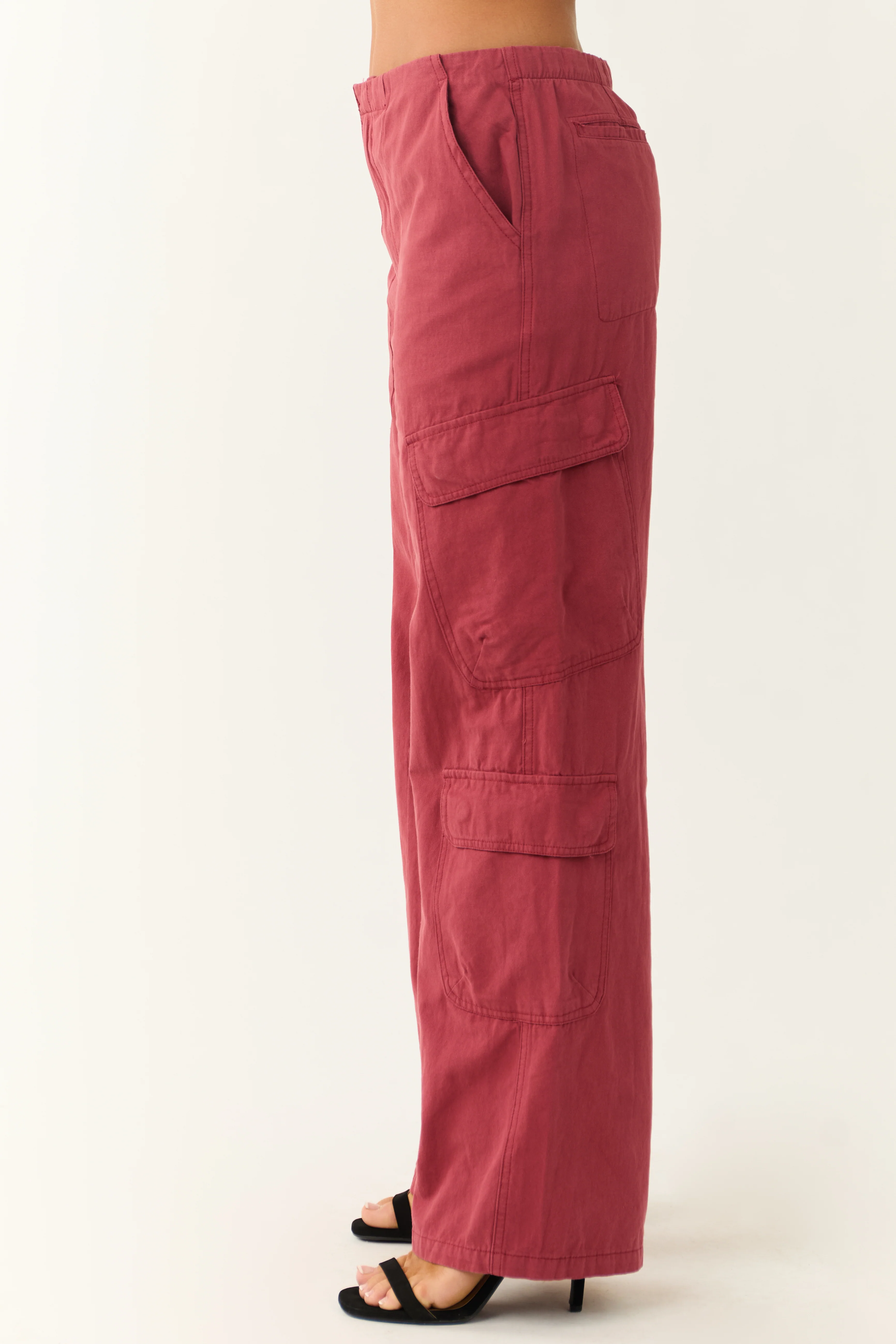 Brick Mid Rise Wide Leg Cargo Pants - Image 3