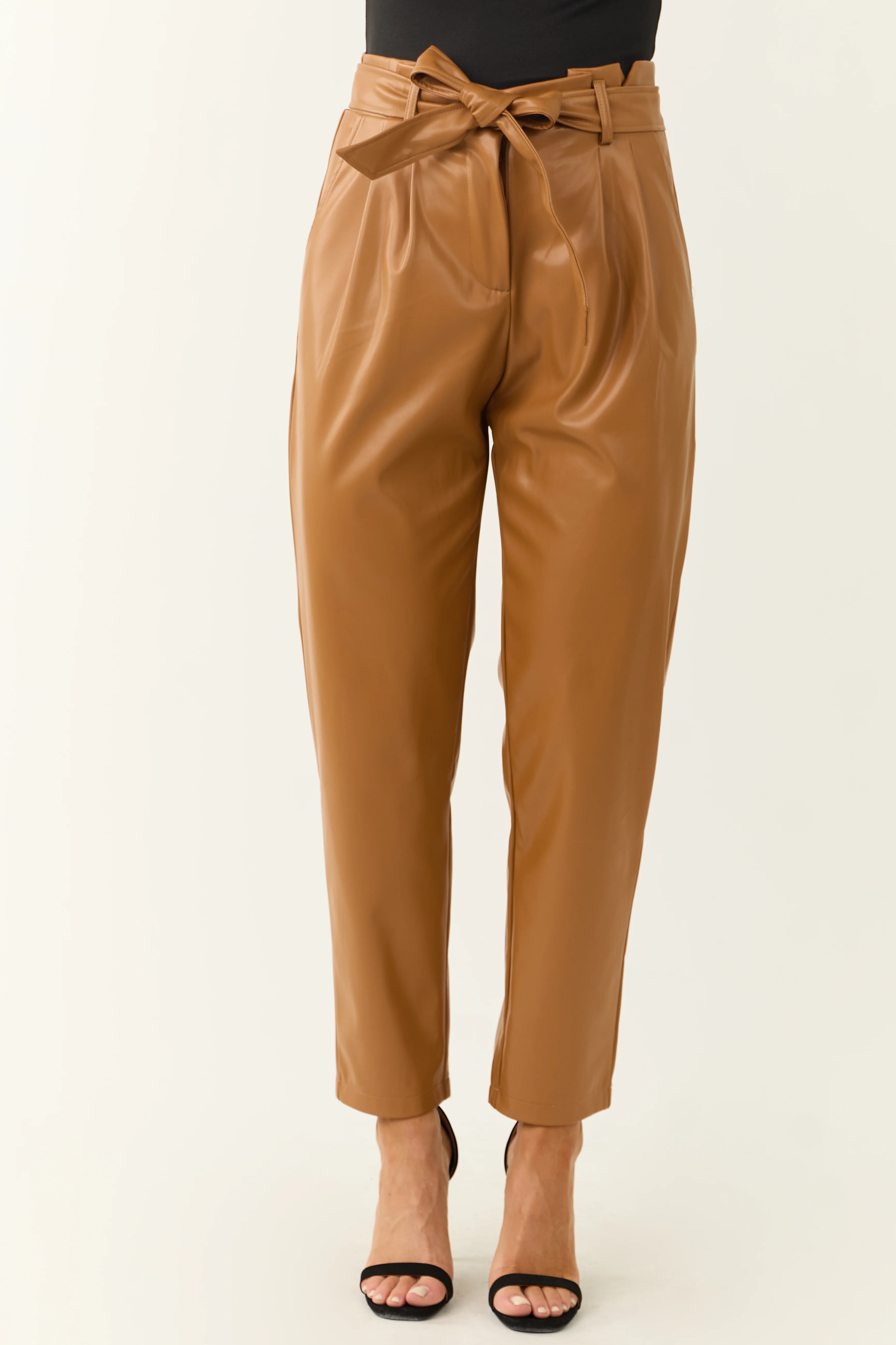 Brown Sugar Faux Leather Straight Leg Pants - Image 2
