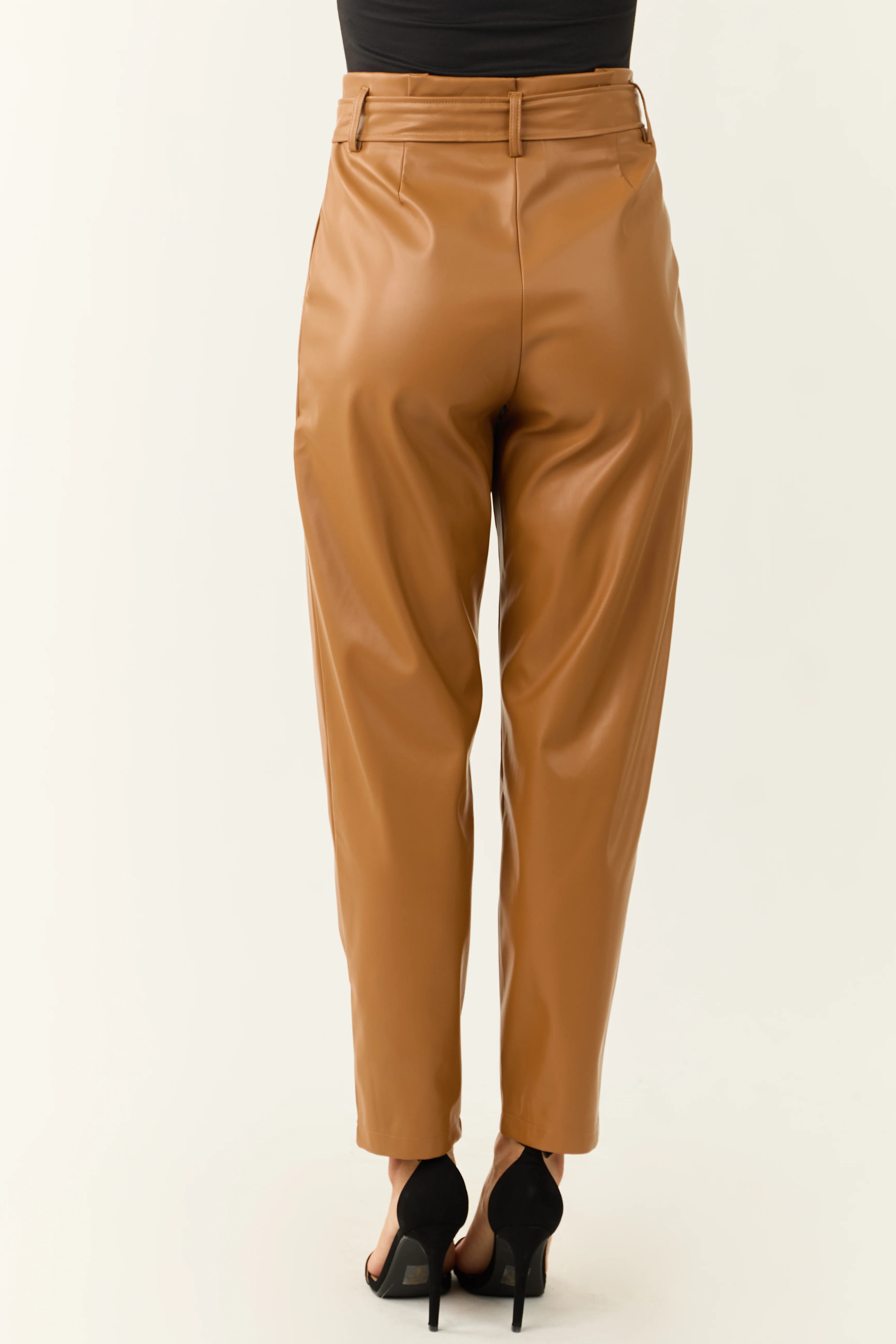 Brown Sugar Faux Leather Straight Leg Pants - Image 4