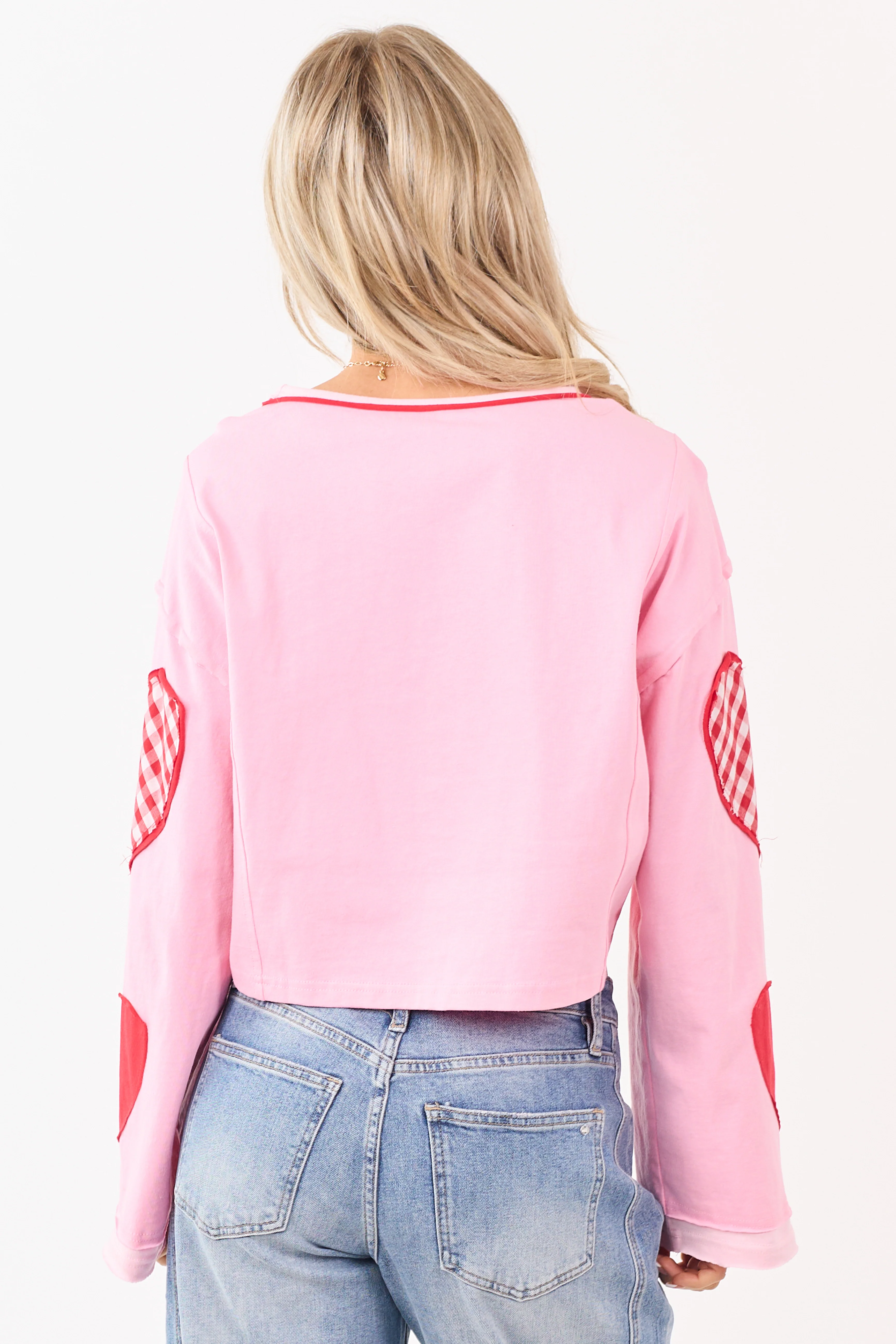 Bubble Gum Cotton Heart Patchwork Boxy Top - Image 5