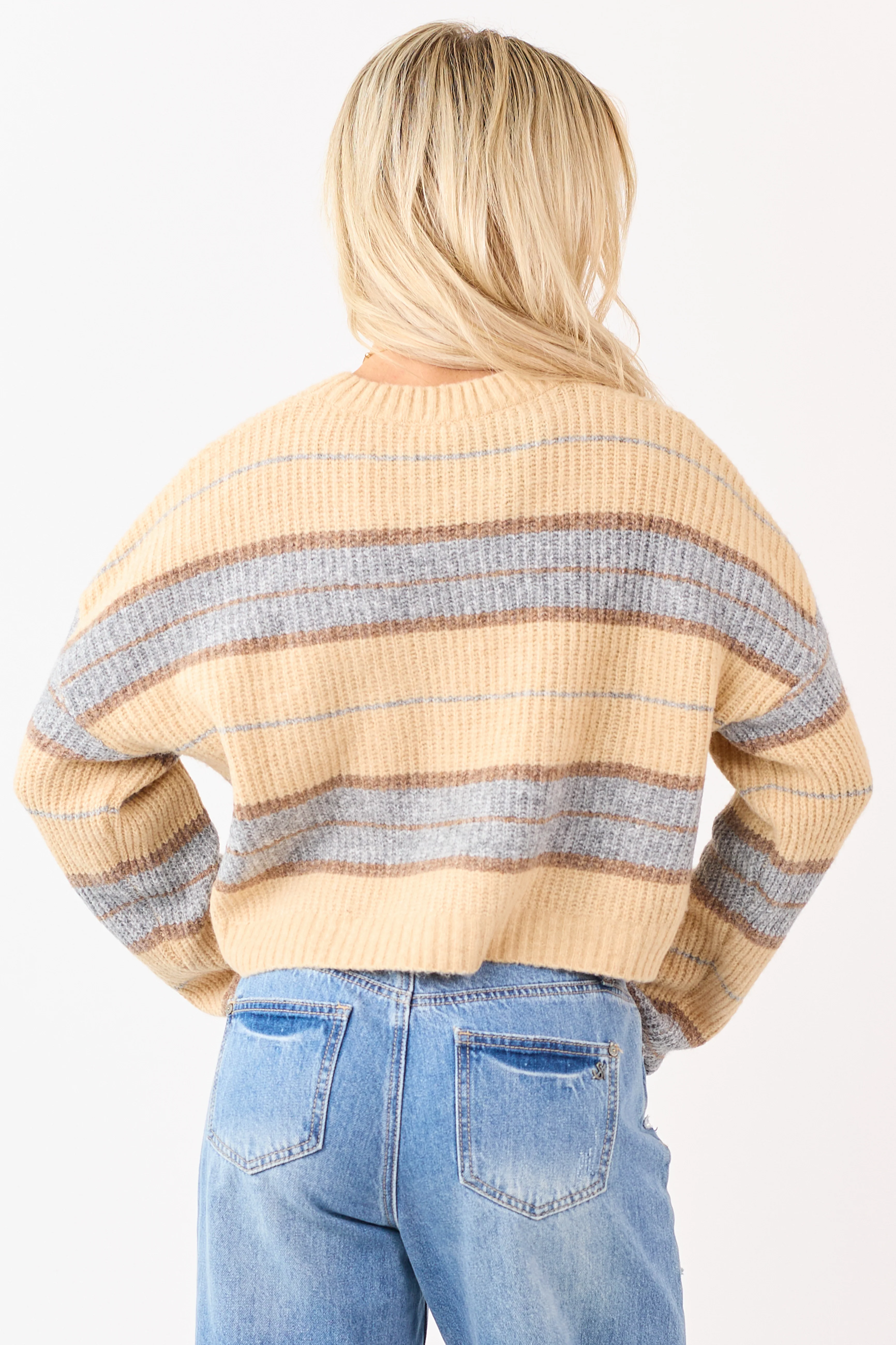 Buttercream Striped Boxy Rib Knit Sweater - Image 5