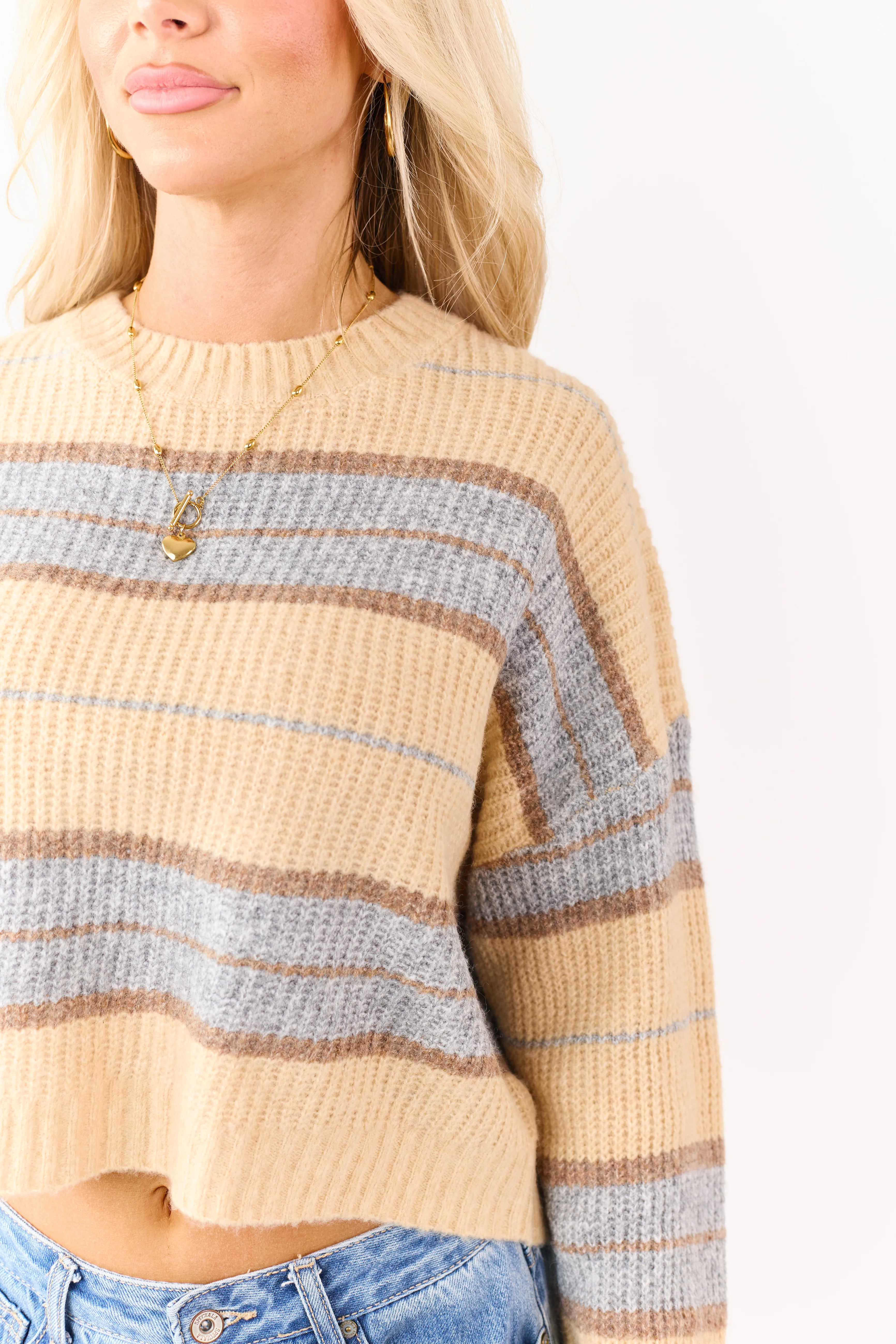 Buttercream Striped Boxy Rib Knit Sweater - Image 6