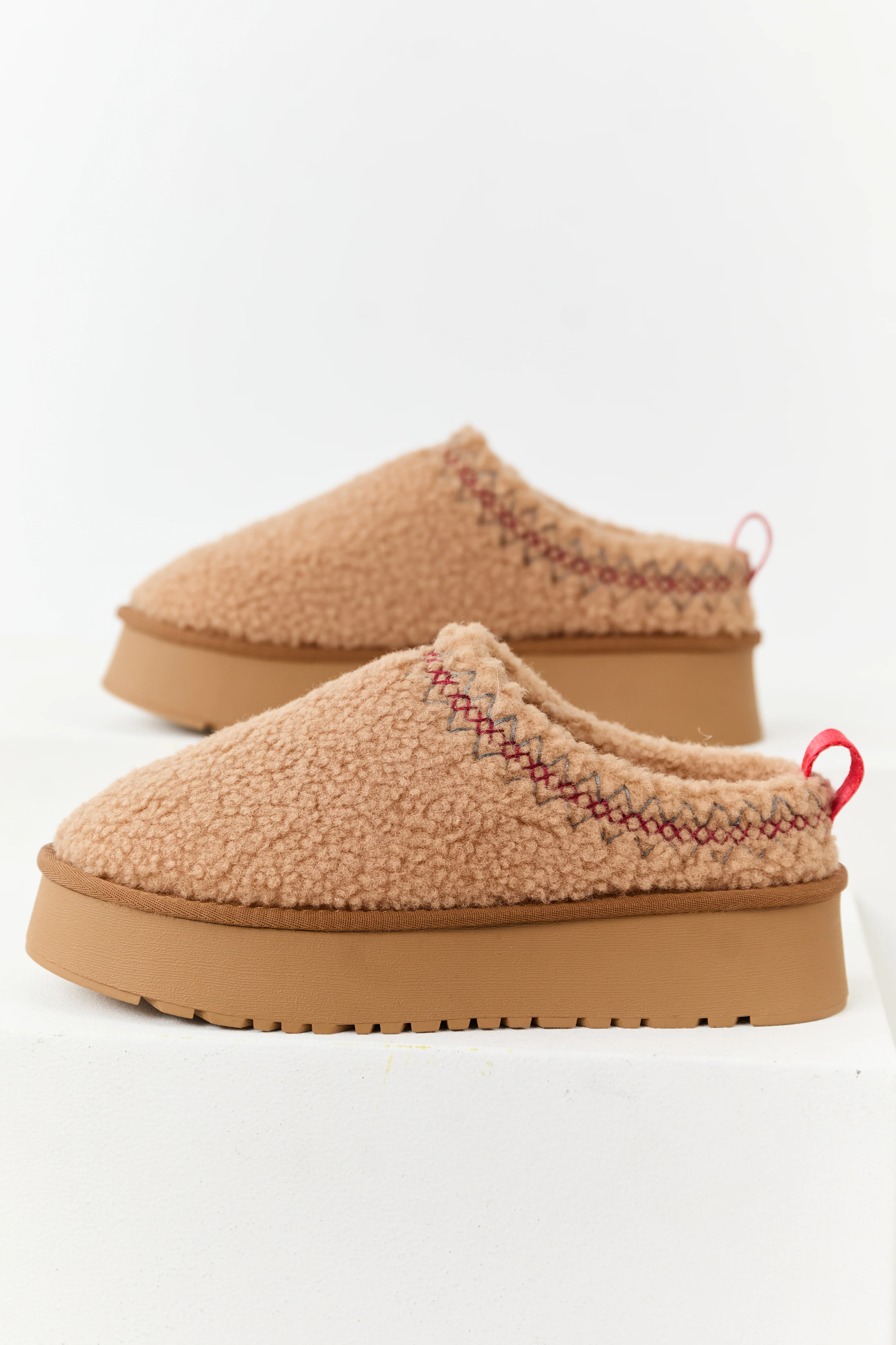 Camel Sherpa Platform Slippers - Image 2