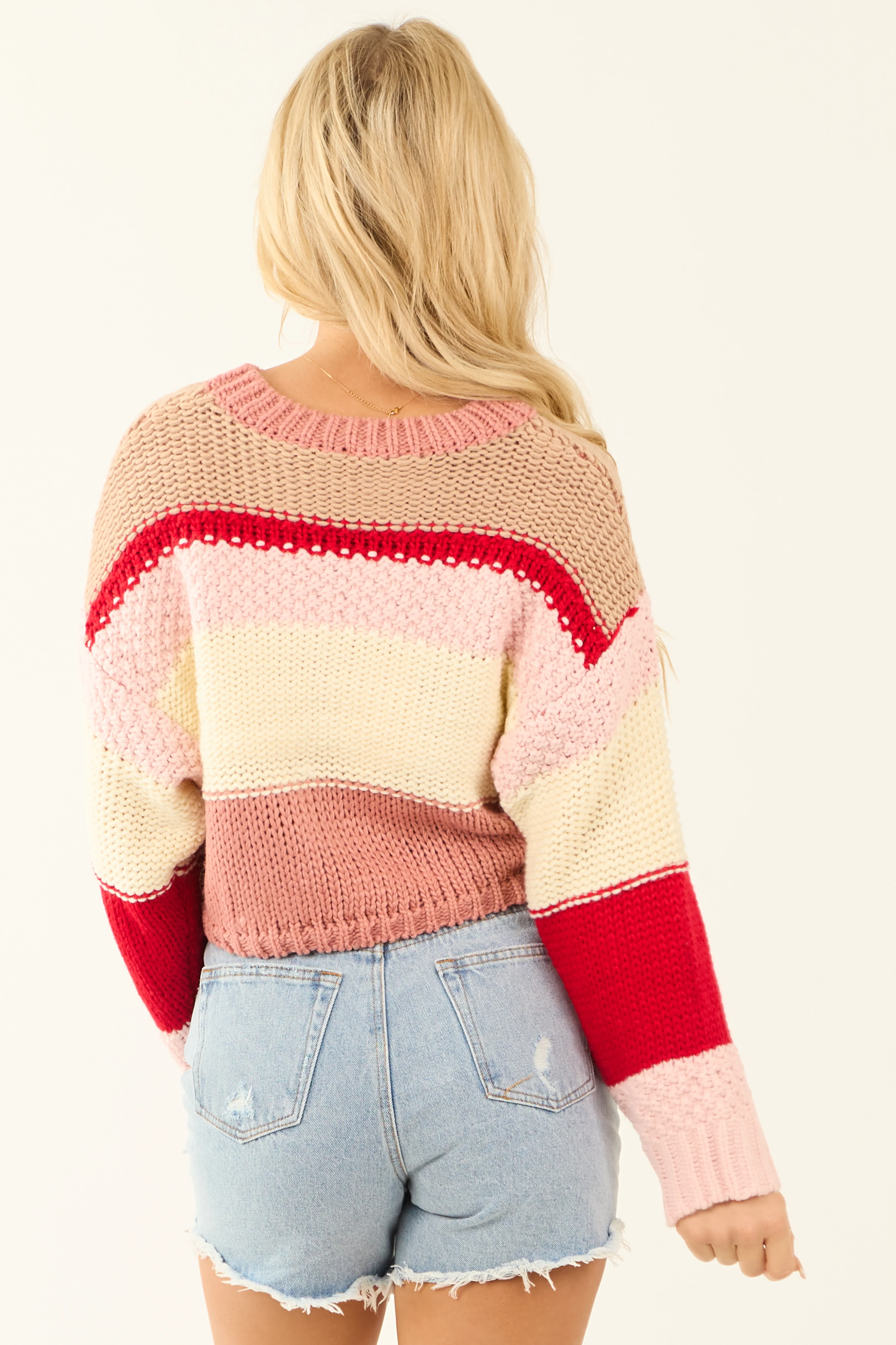 Carnation Striped Long Sleeve Cropped Sweater - Image 5
