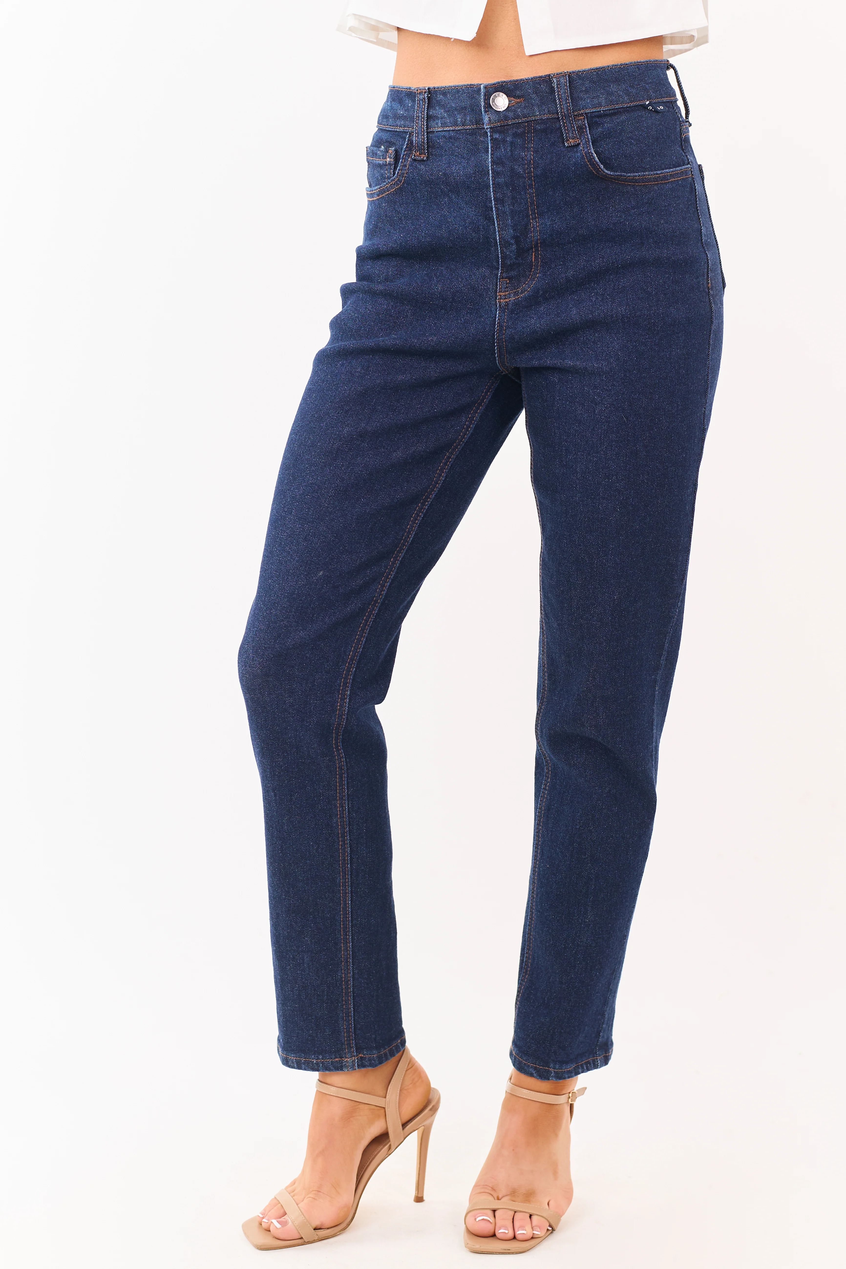 Cello Dark Wash Stretchy Straight Leg Jeans - Image 2