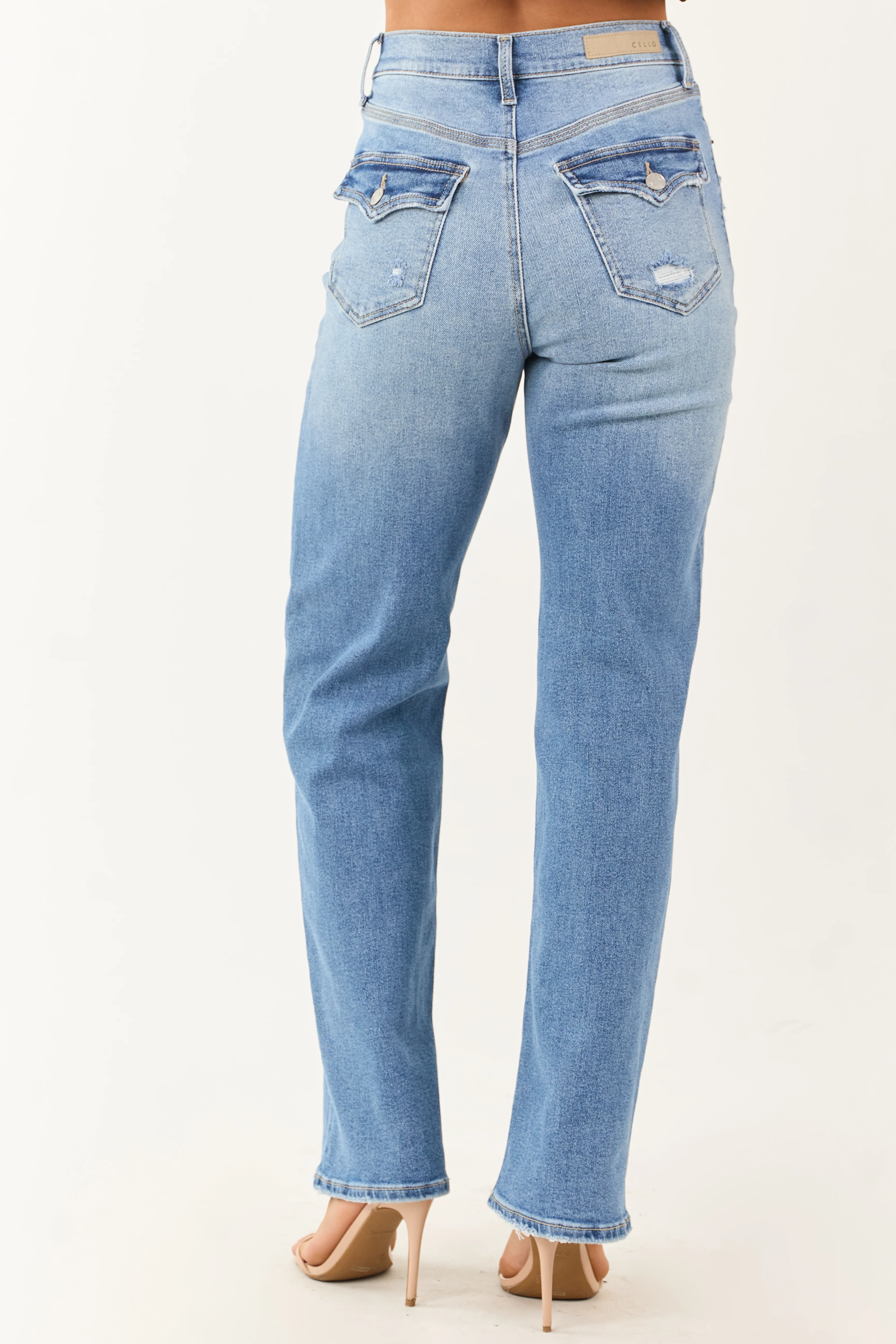 Cello Light Wash High Rise Stretchy Dad Jeans - Image 5