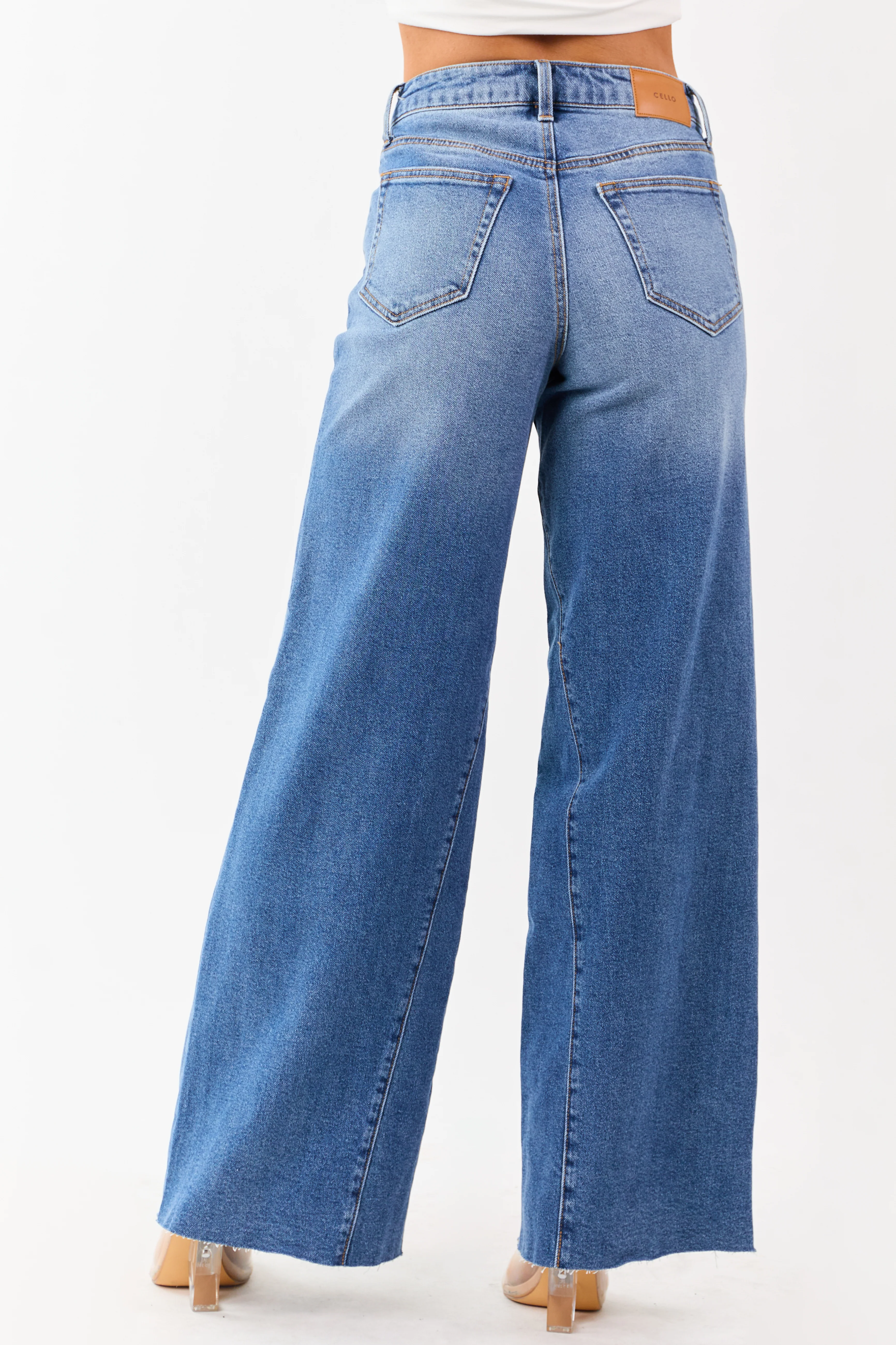 Cello Medium High Rise Curved Seam Wide Leg Jeans - Image 4