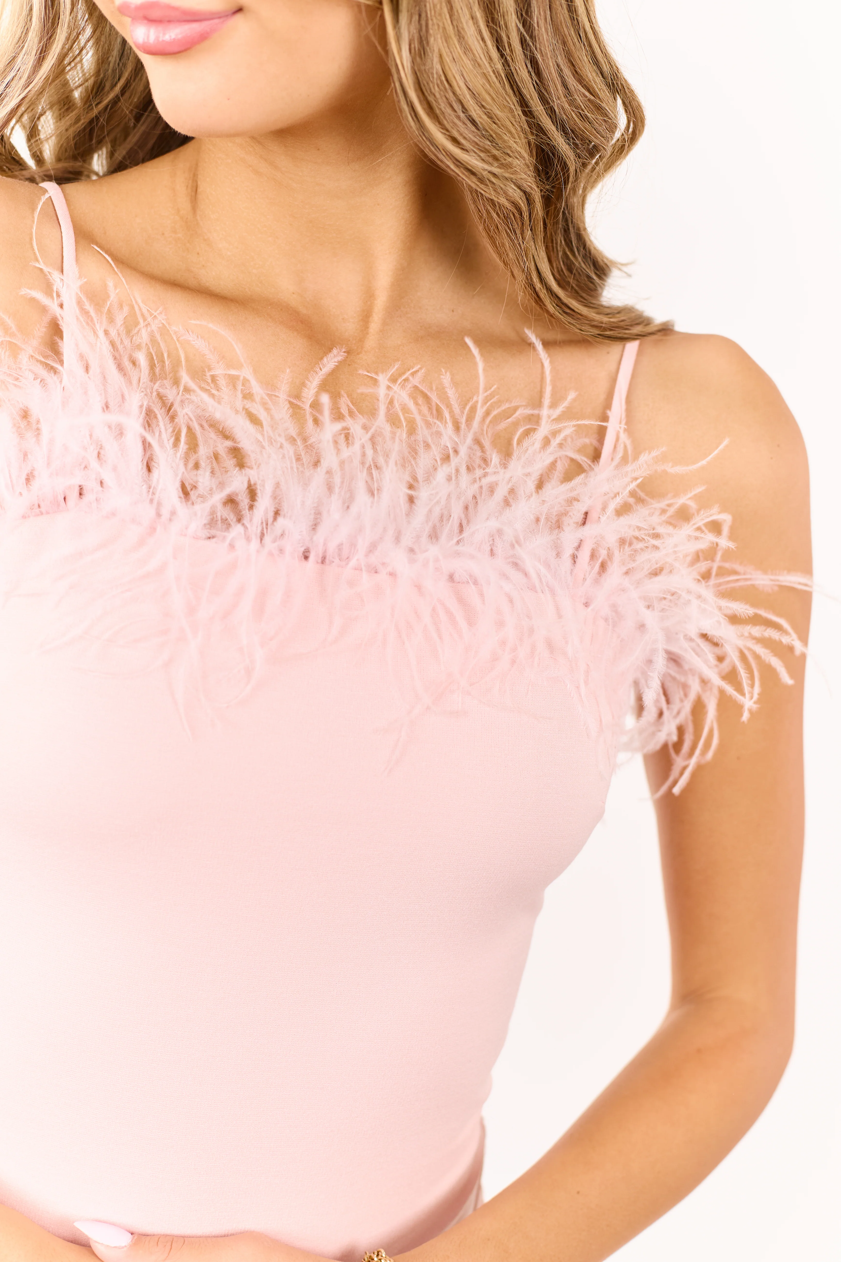 Cherry Blossom Sleeveless Feather Mini Dress - Image 6