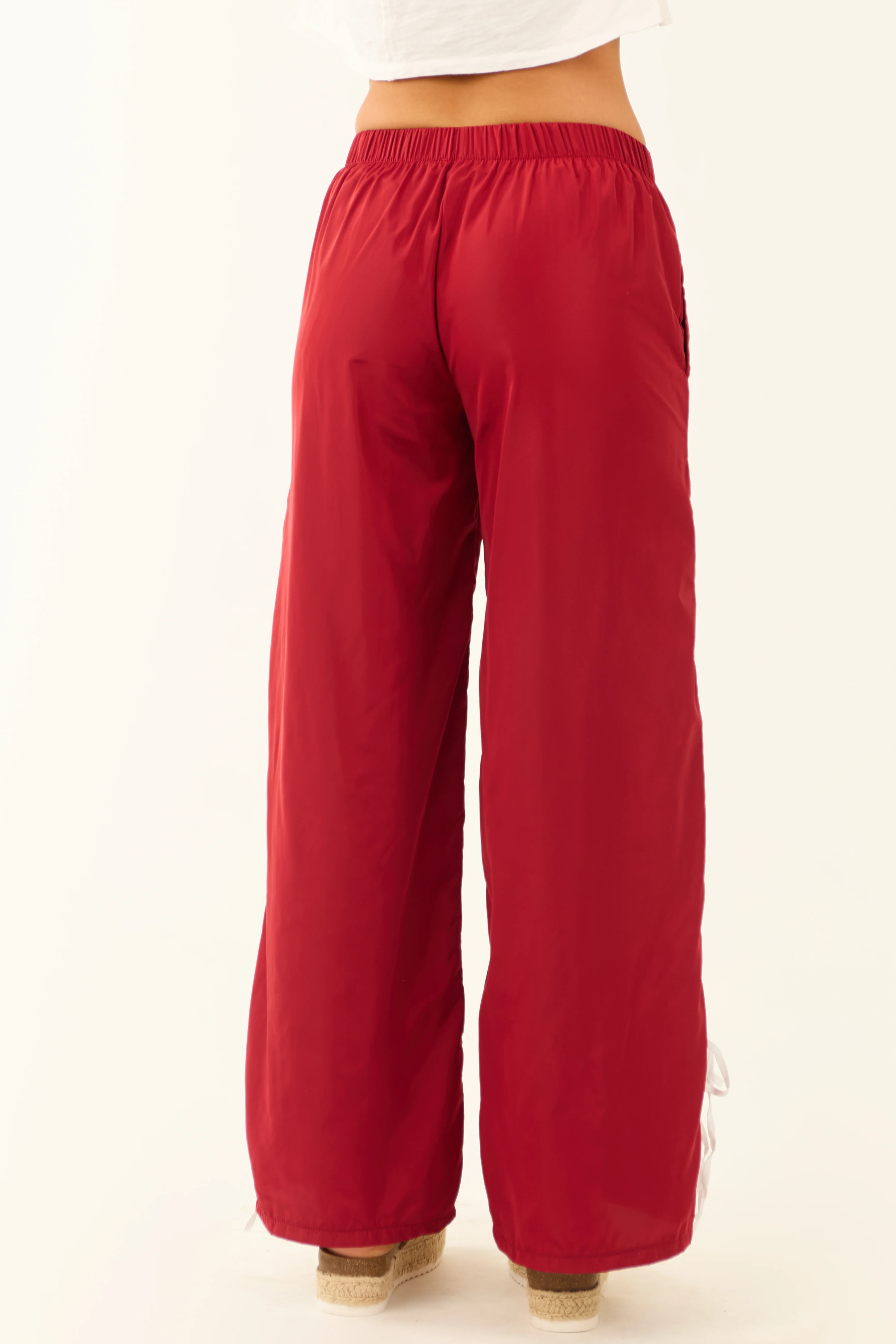 Cherry Side Striped Ribbon Wide Leg Track Pants - Image 4