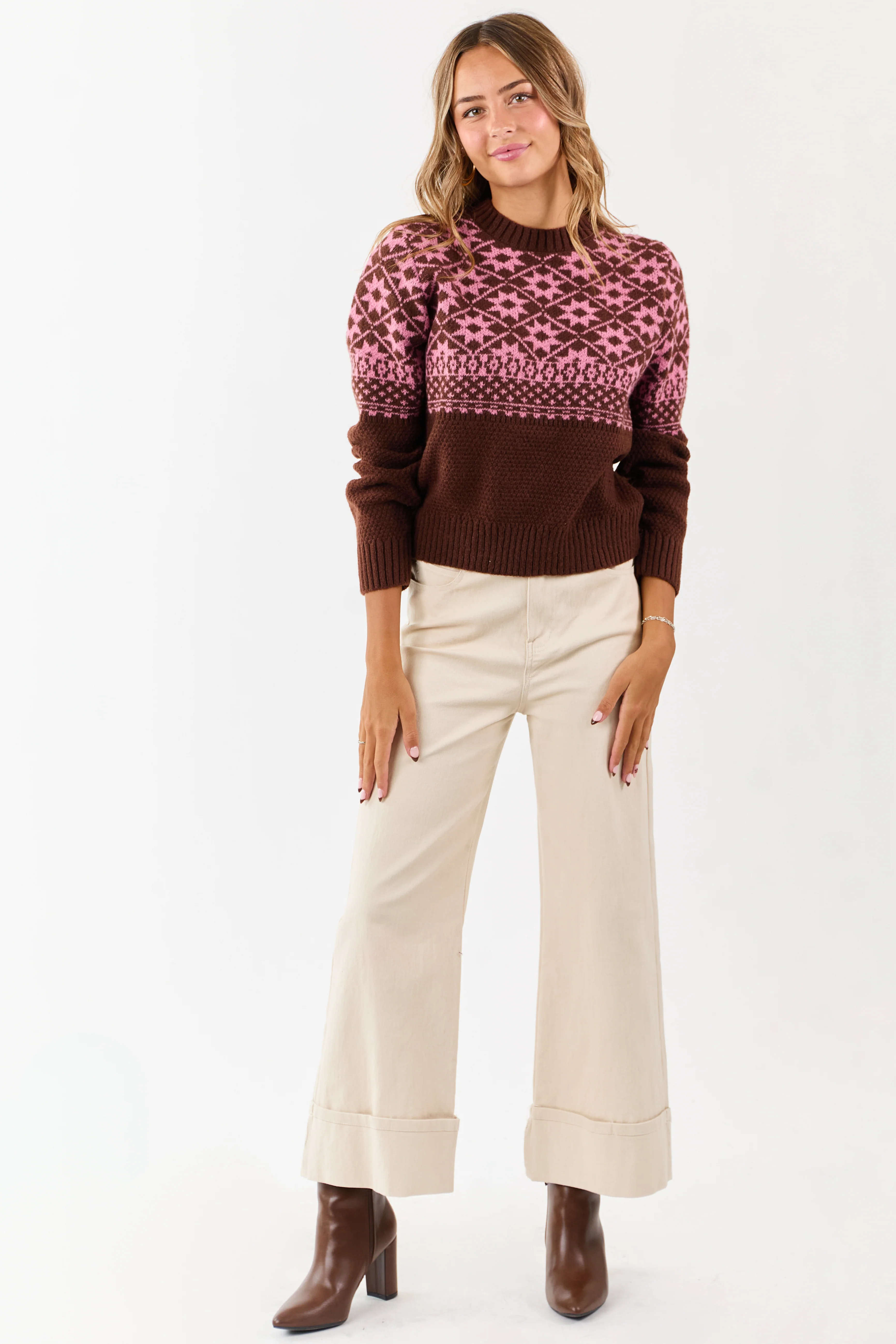 Chocolate and Punch Geometric Print Sweater - Image 2