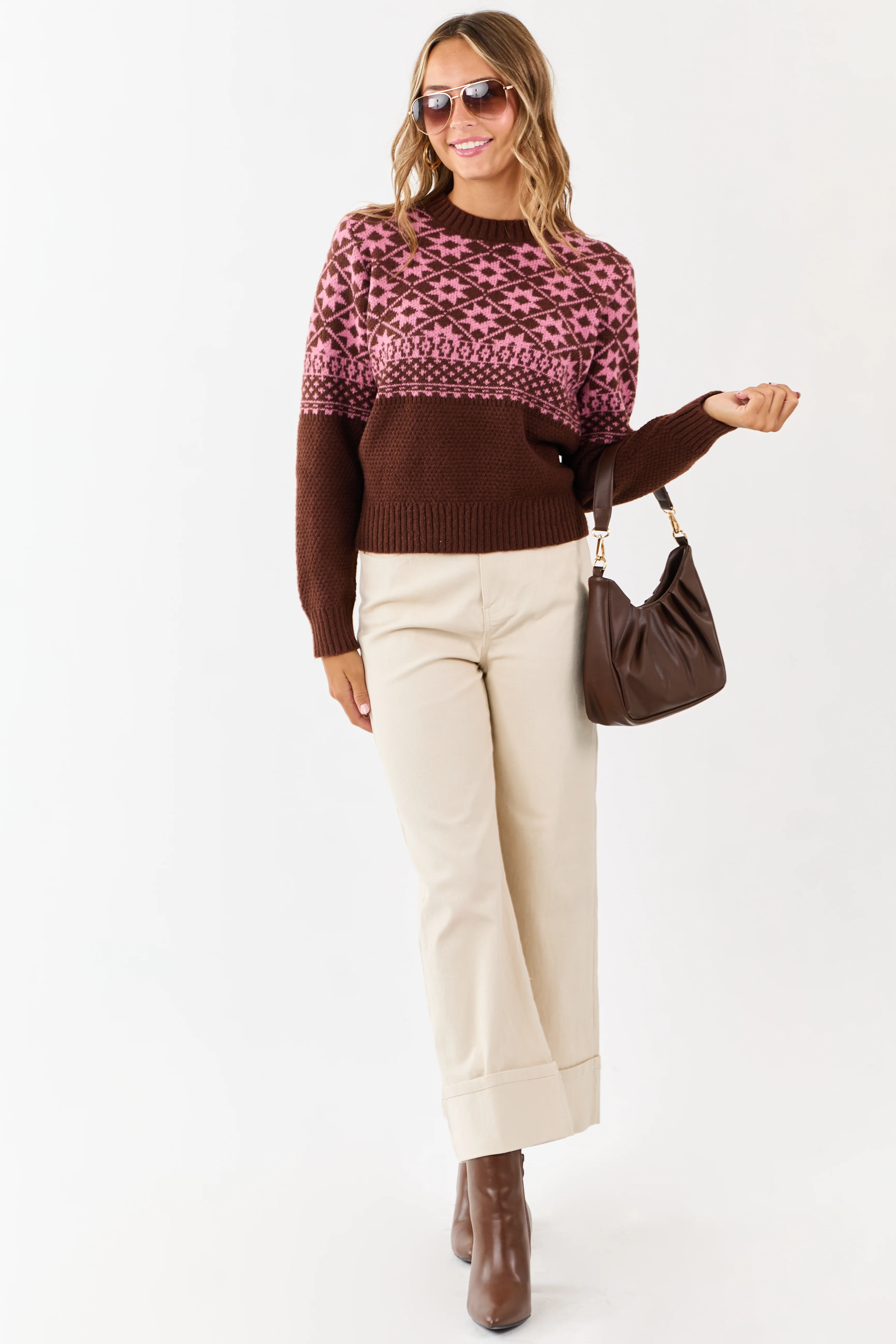 Chocolate and Punch Geometric Print Sweater - Image 3