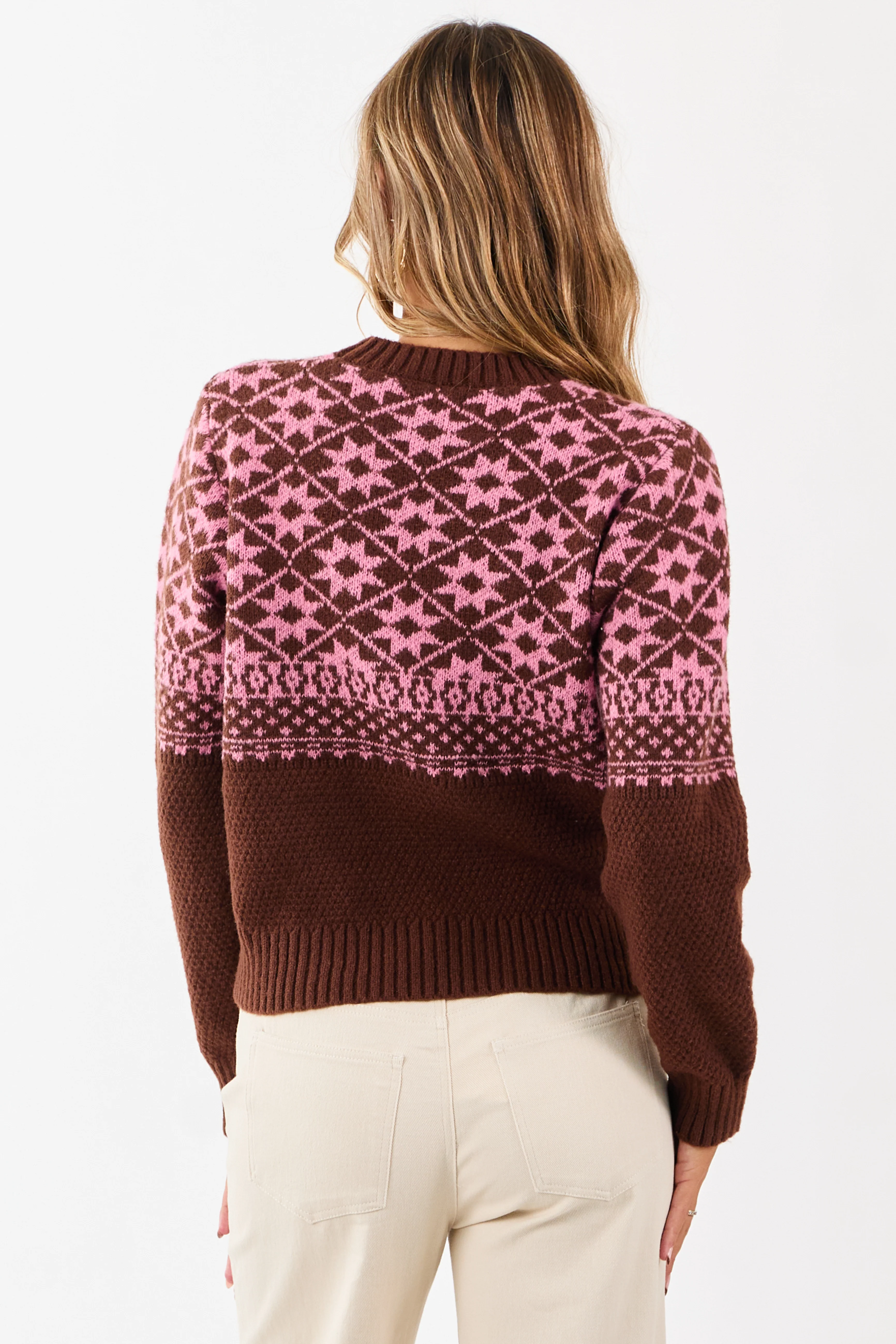 Chocolate and Punch Geometric Print Sweater - Image 5