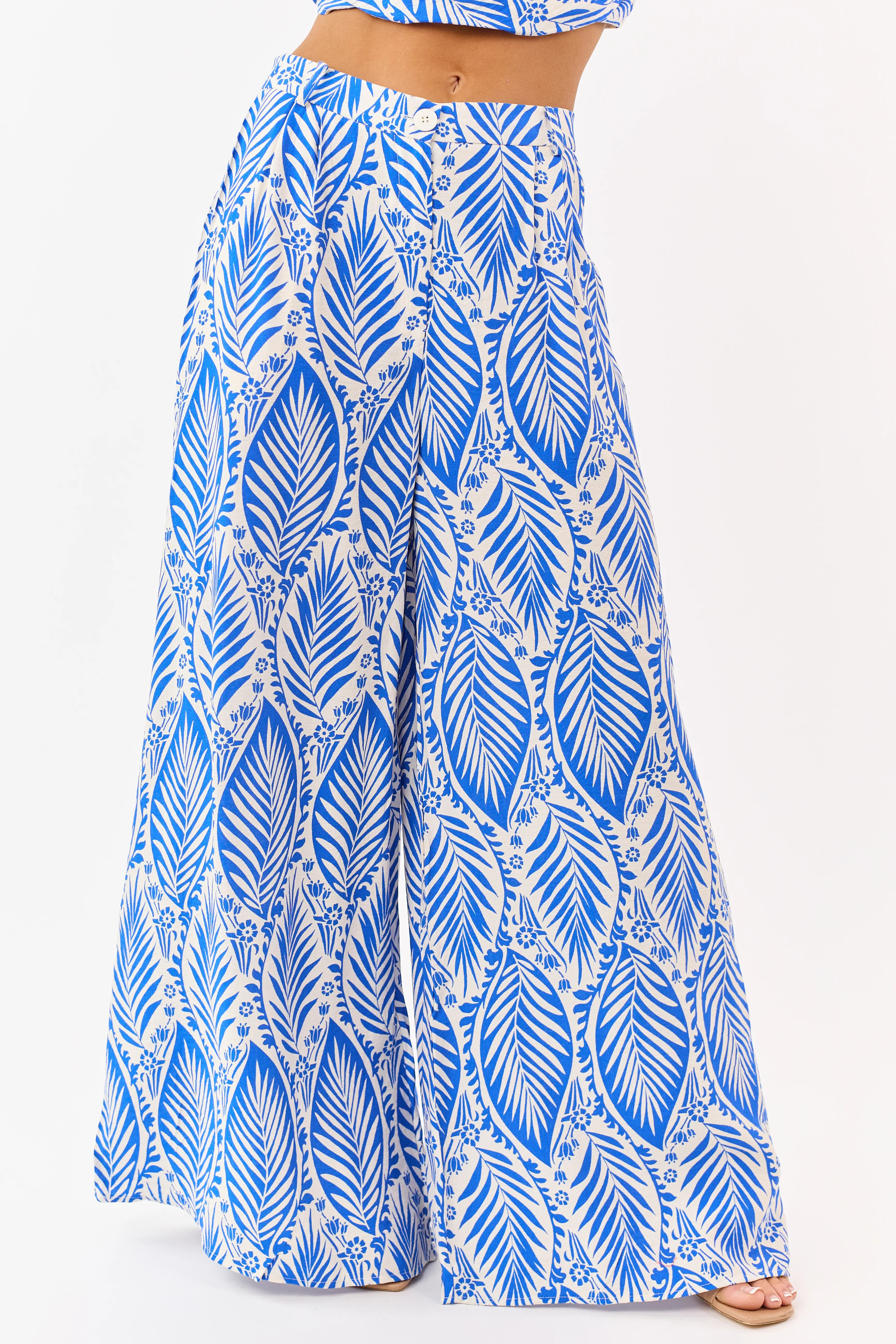 Cobalt Tropical Print Crop Top and Pant Set - Image 9