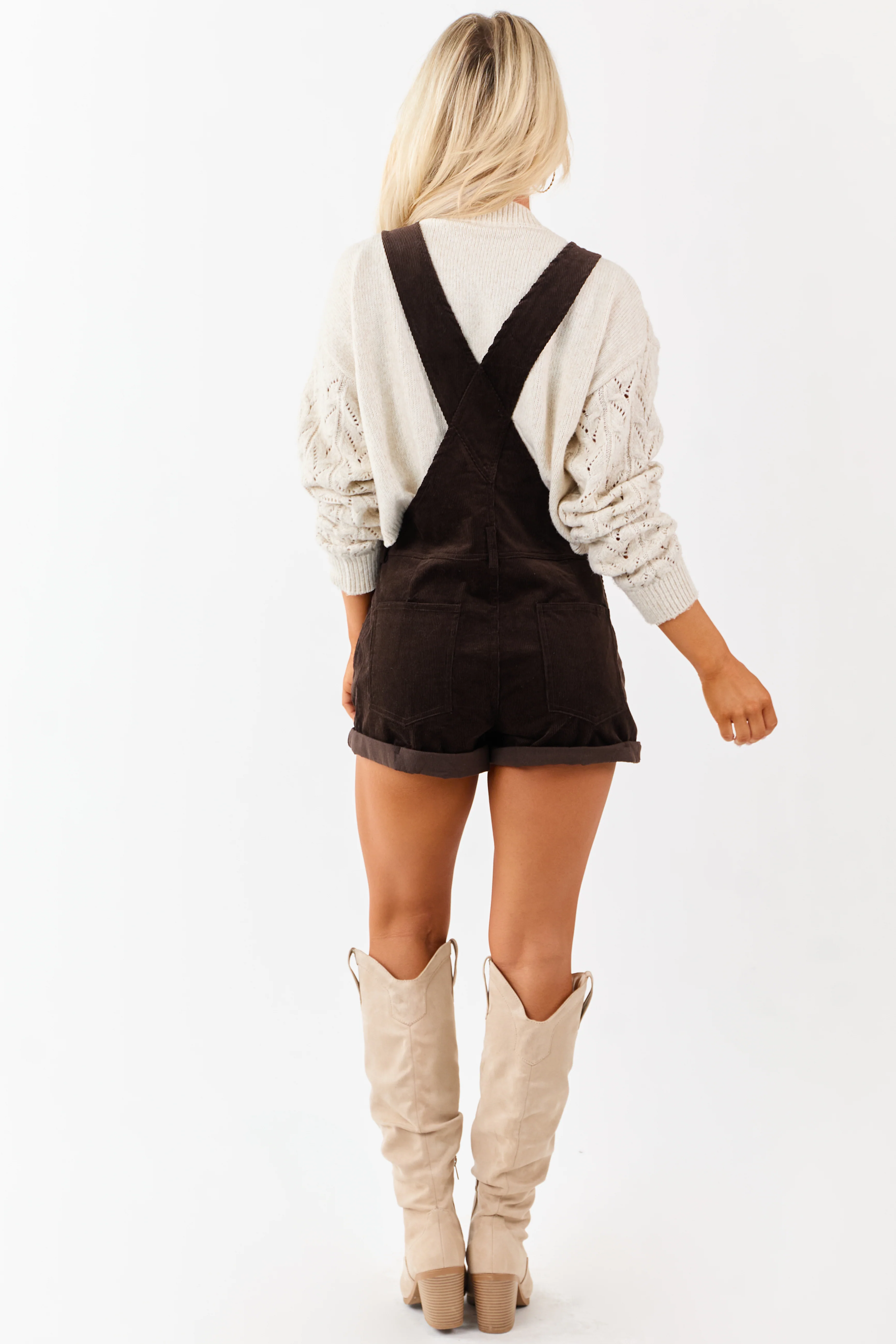 Cocoa Corduroy Cuffed Short Overalls - Image 6