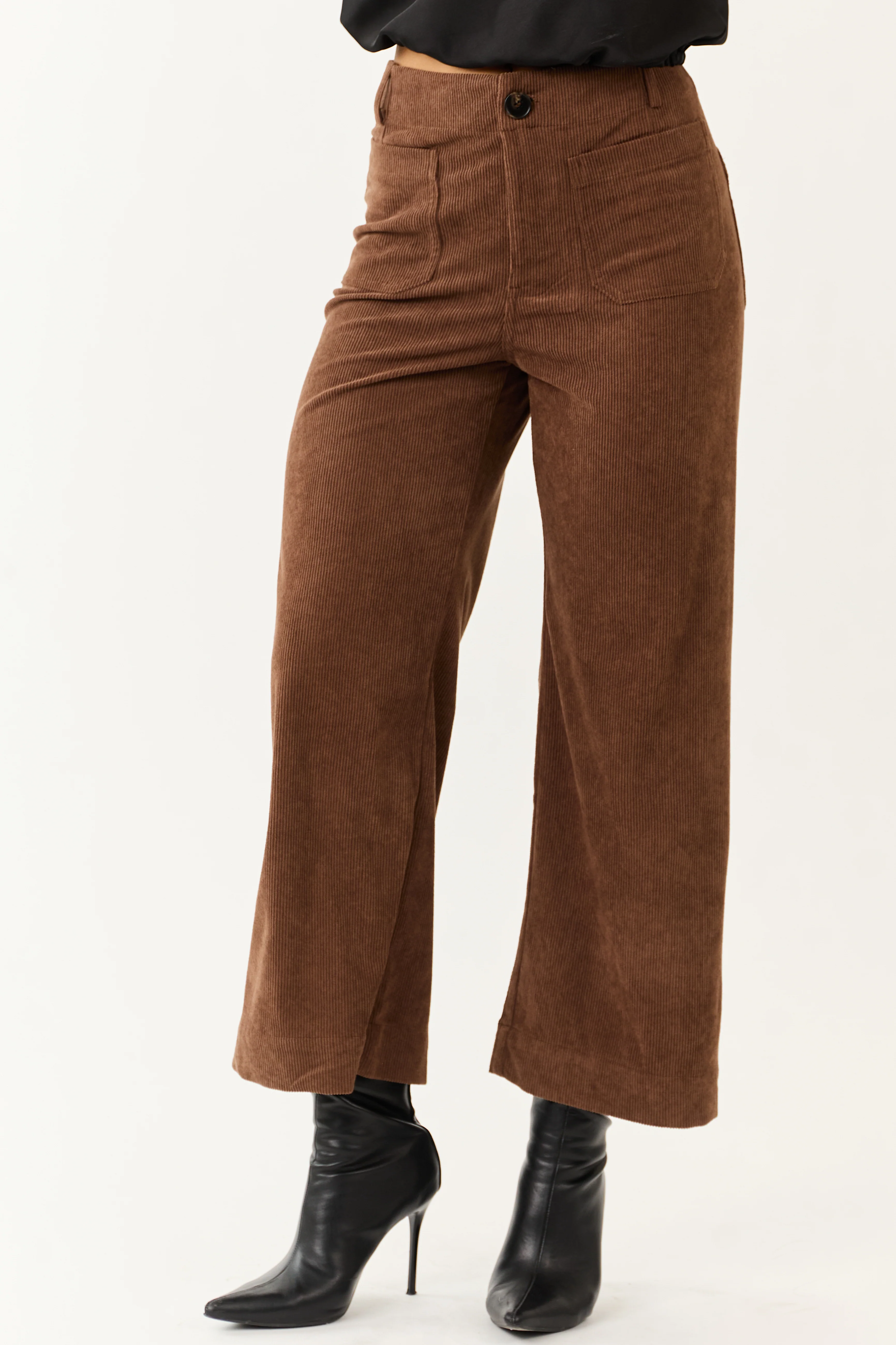 Cocoa Patch Pocket Corduroy Wide Leg Cropped Pants - Image 2
