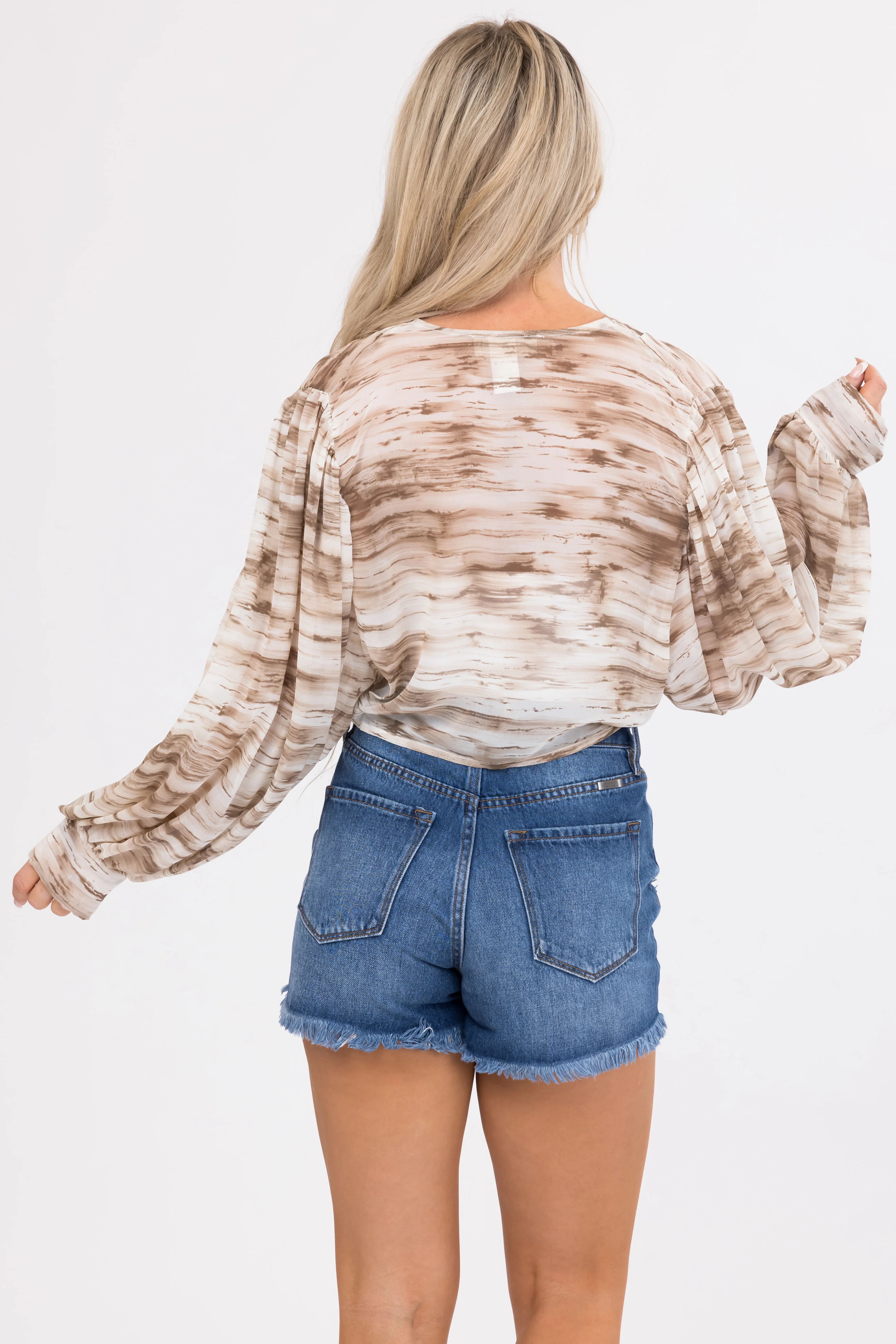 Coconut Abstract Print Tie Front Kimono - Image 5
