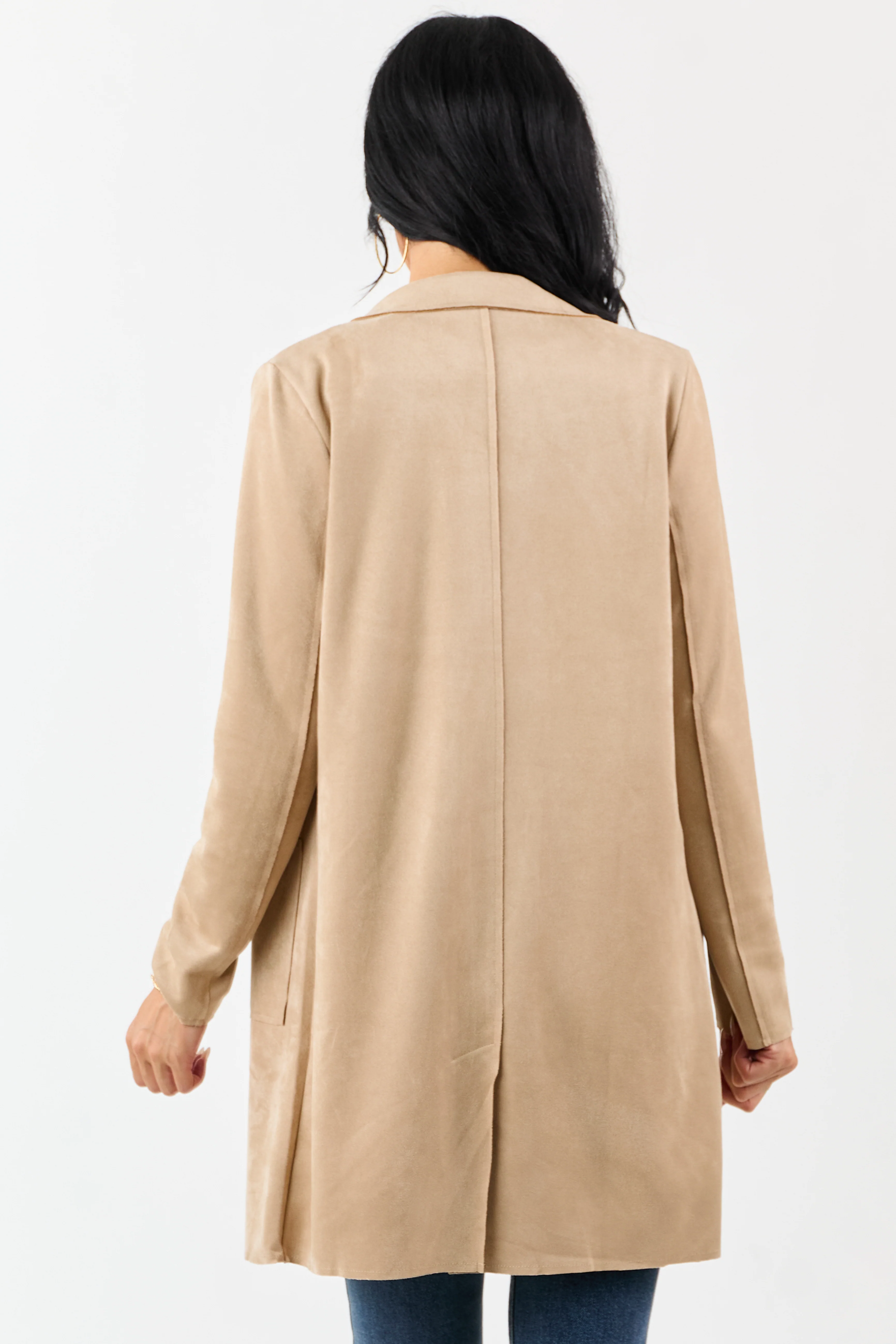 Coconut Faux Suede Open Front Jacket - Image 6