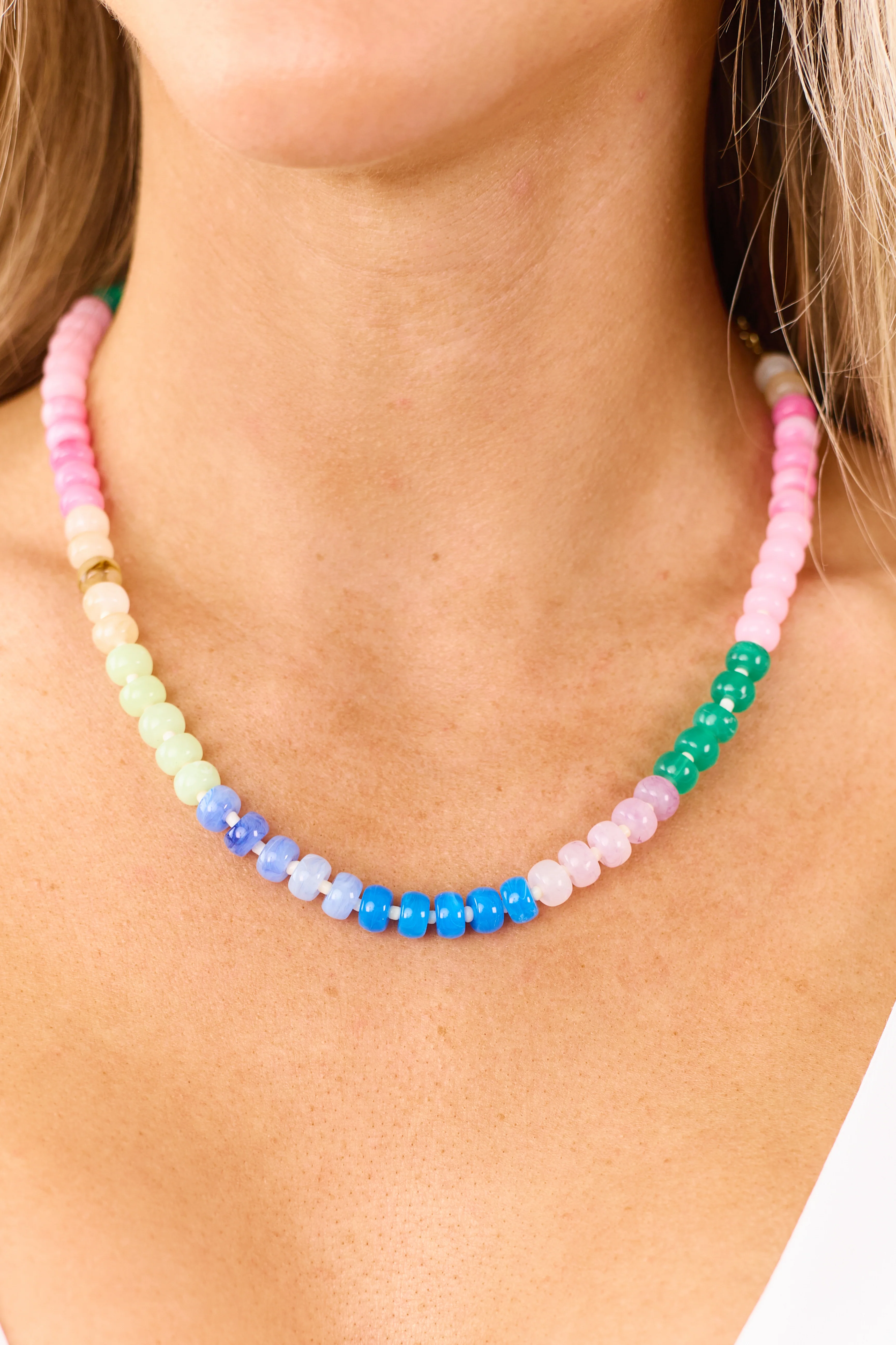 Colorful Marbled Resin Beaded Necklace - Image 2