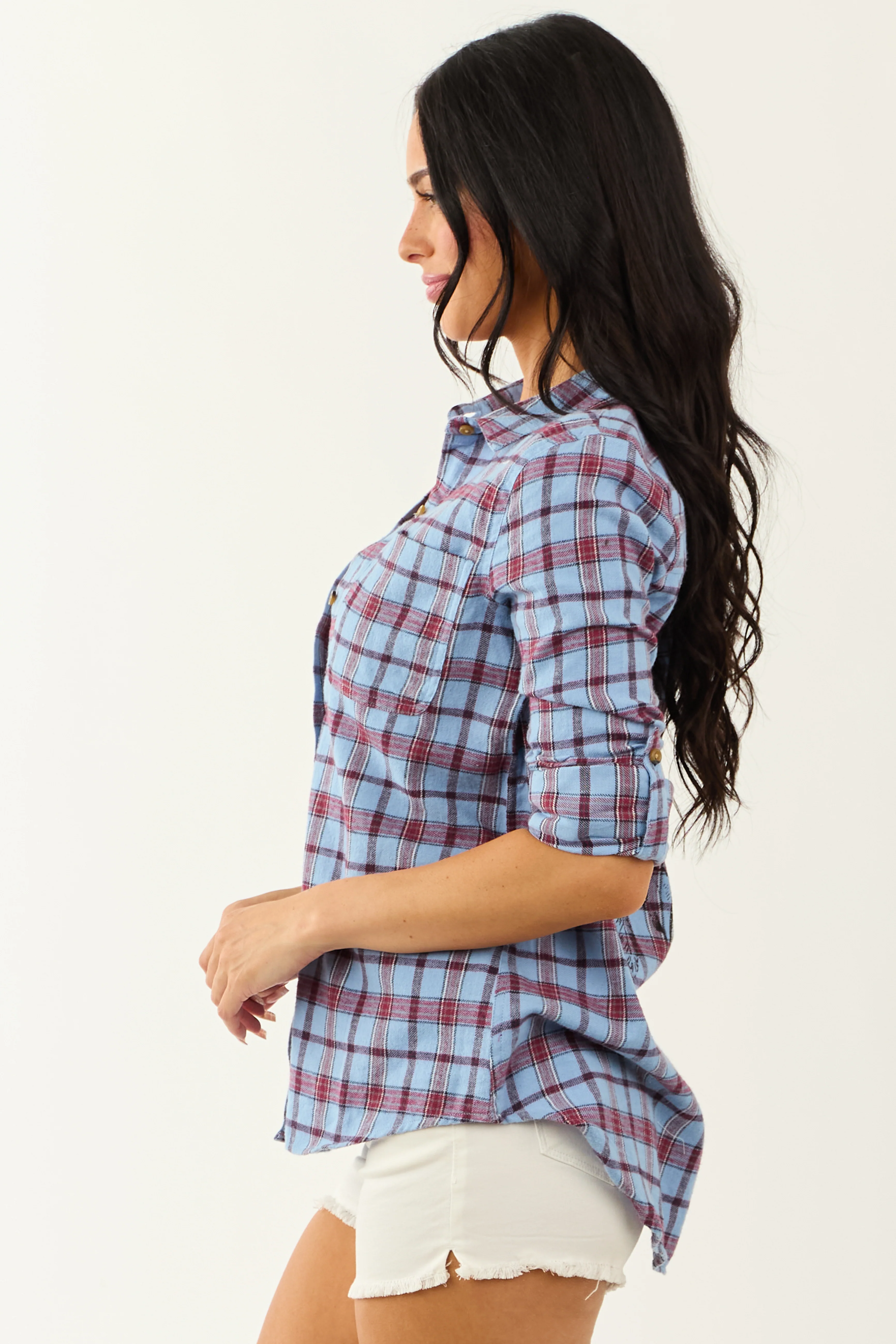 Cornflower Plaid 'Wild West' Graphic Cotton Top - Image 5