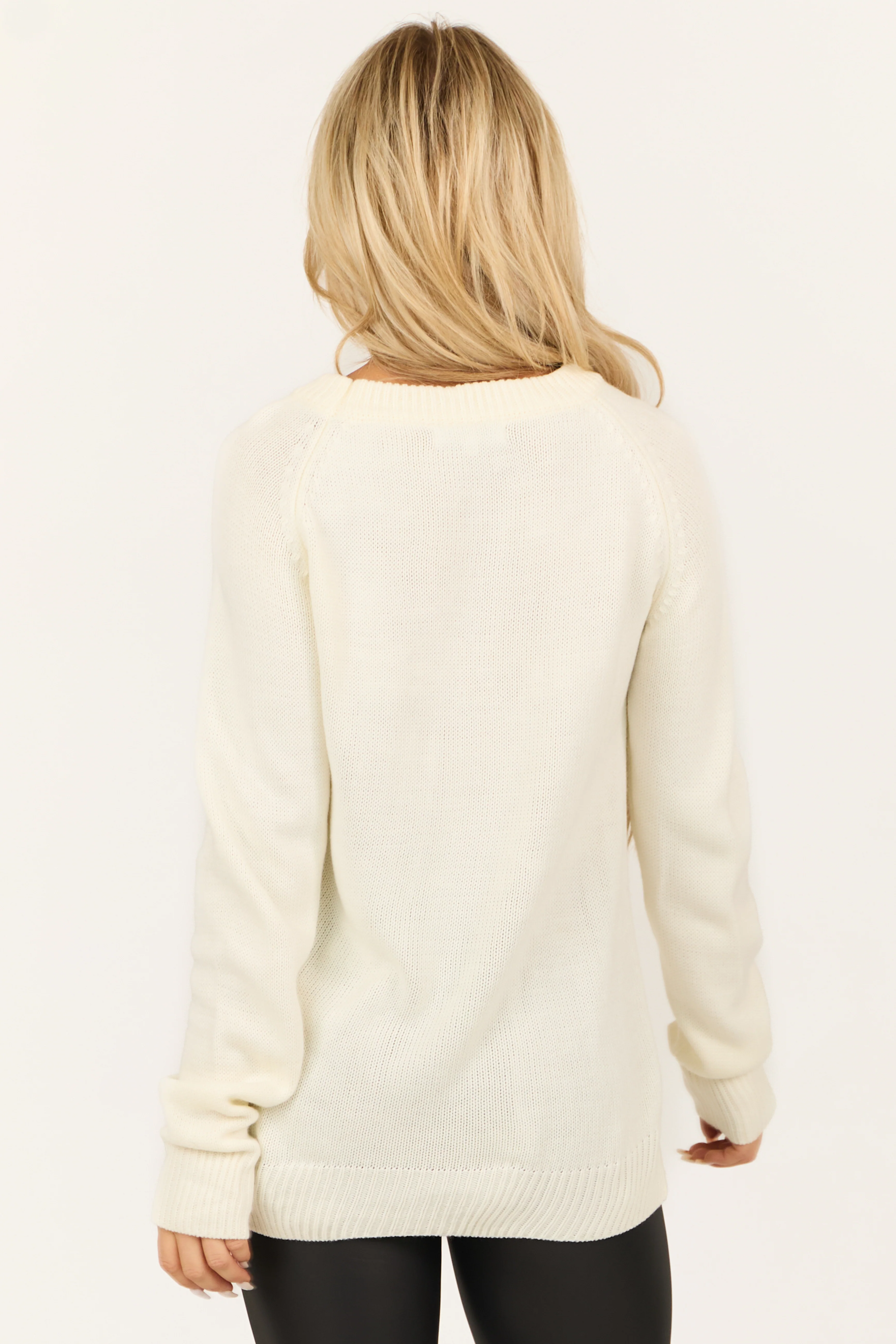 Cream 'Love' Heart Graphic Long Sleeve Sweater - Image 8