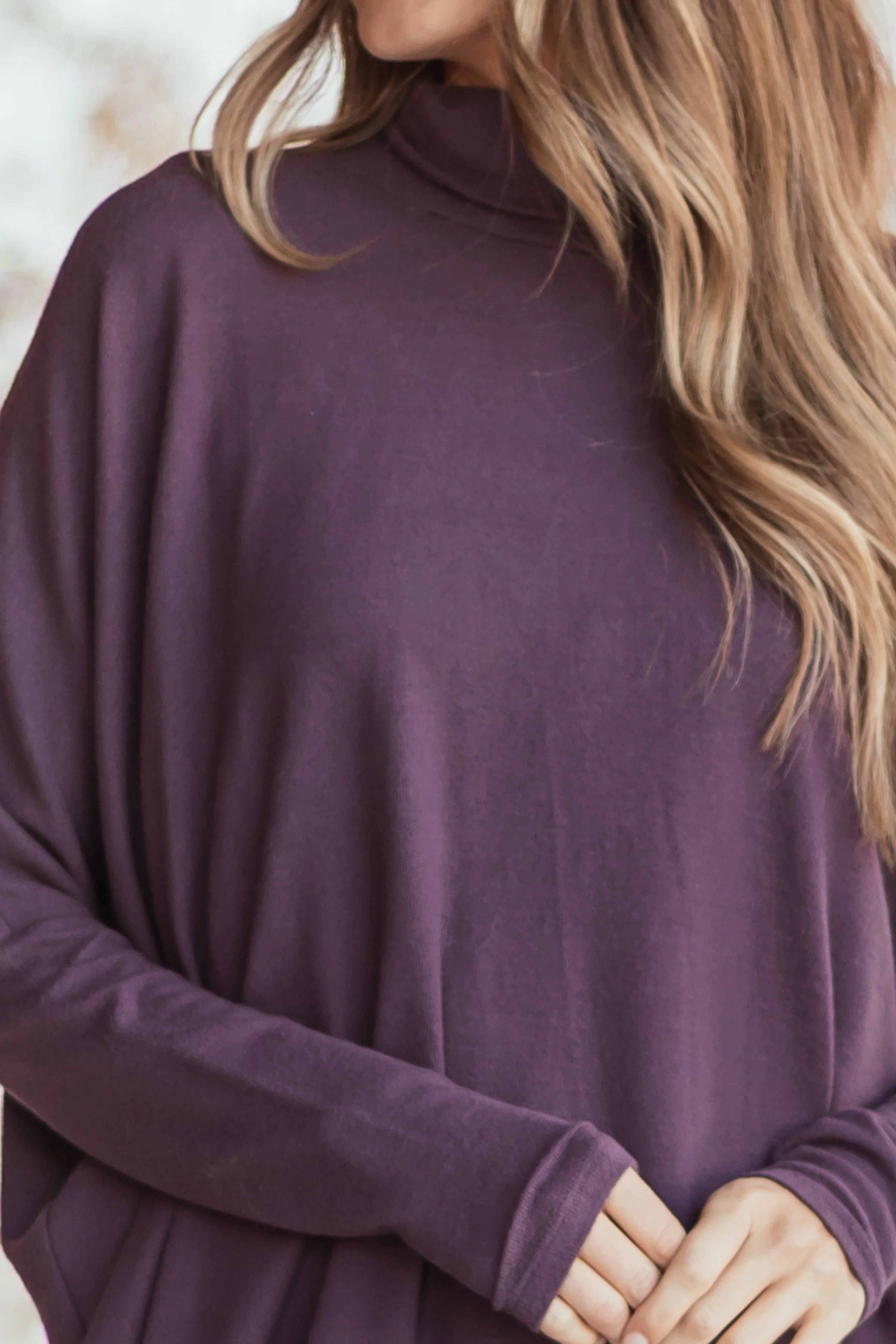 Dusty Grape Turtleneck Dolman Sleeve Top - Image 8