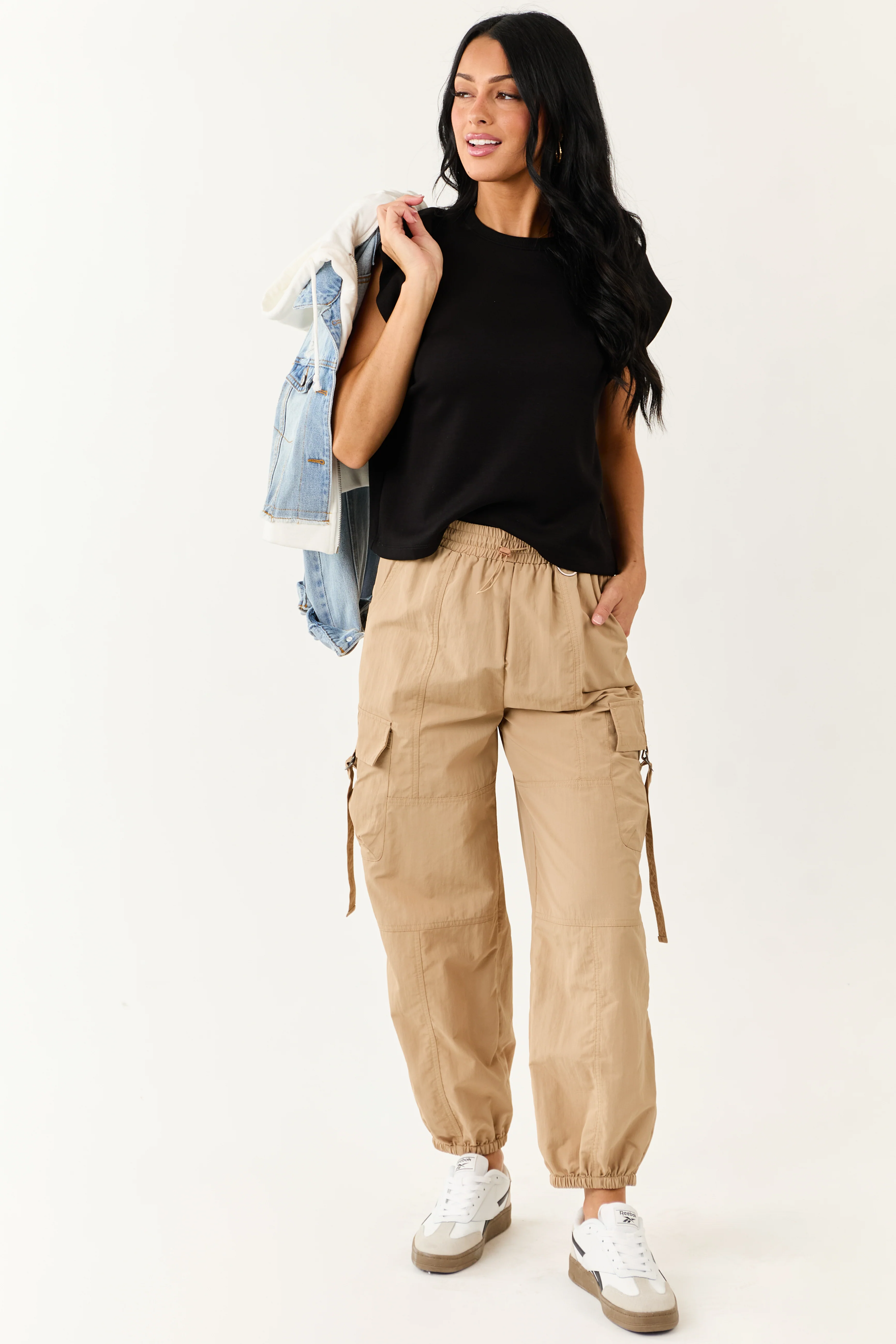 Entro Black Ribbed Soft Cap Sleeve Top - Image 3
