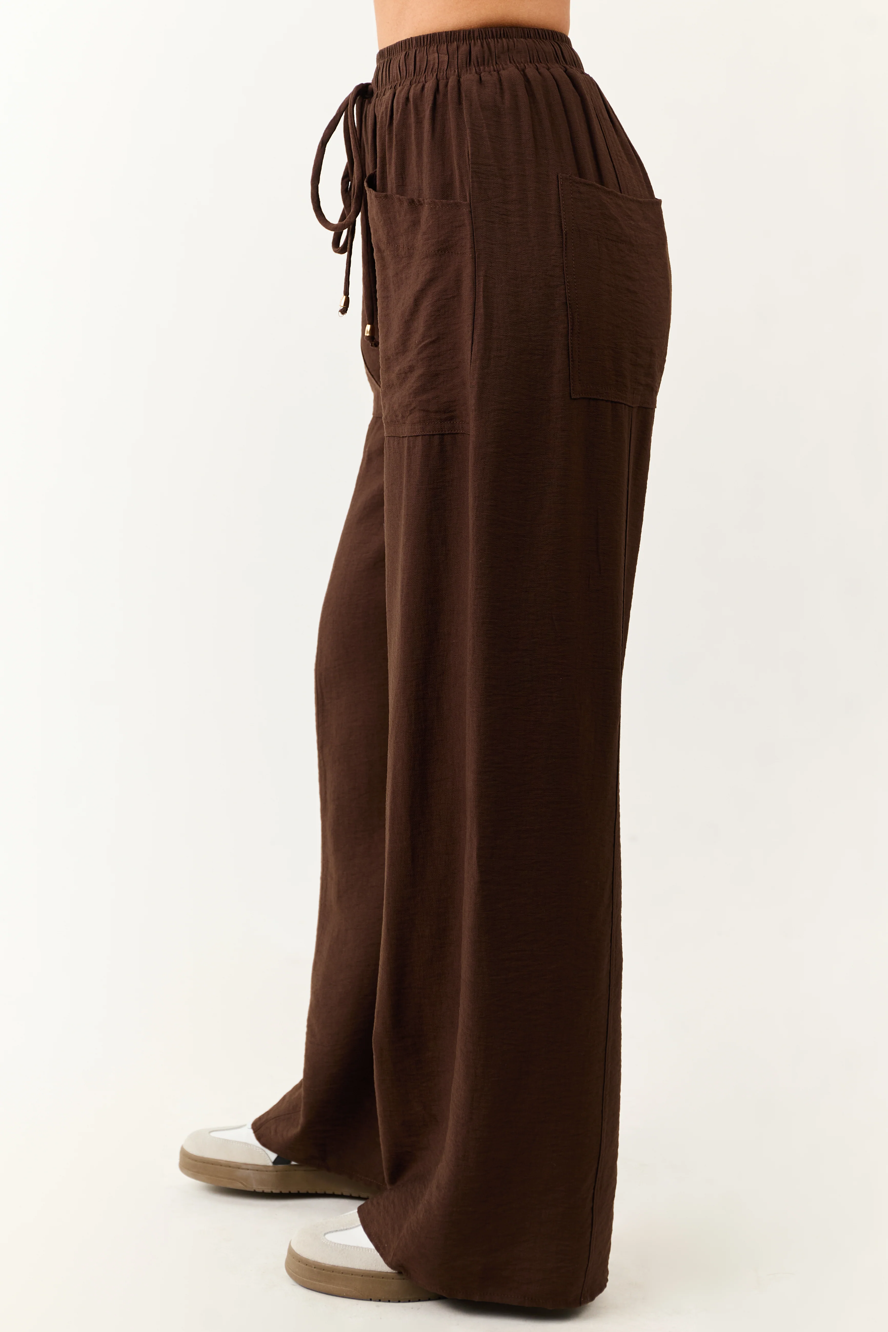 Entro Cocoa Smocked High Rise Wide Leg Pants - Image 3