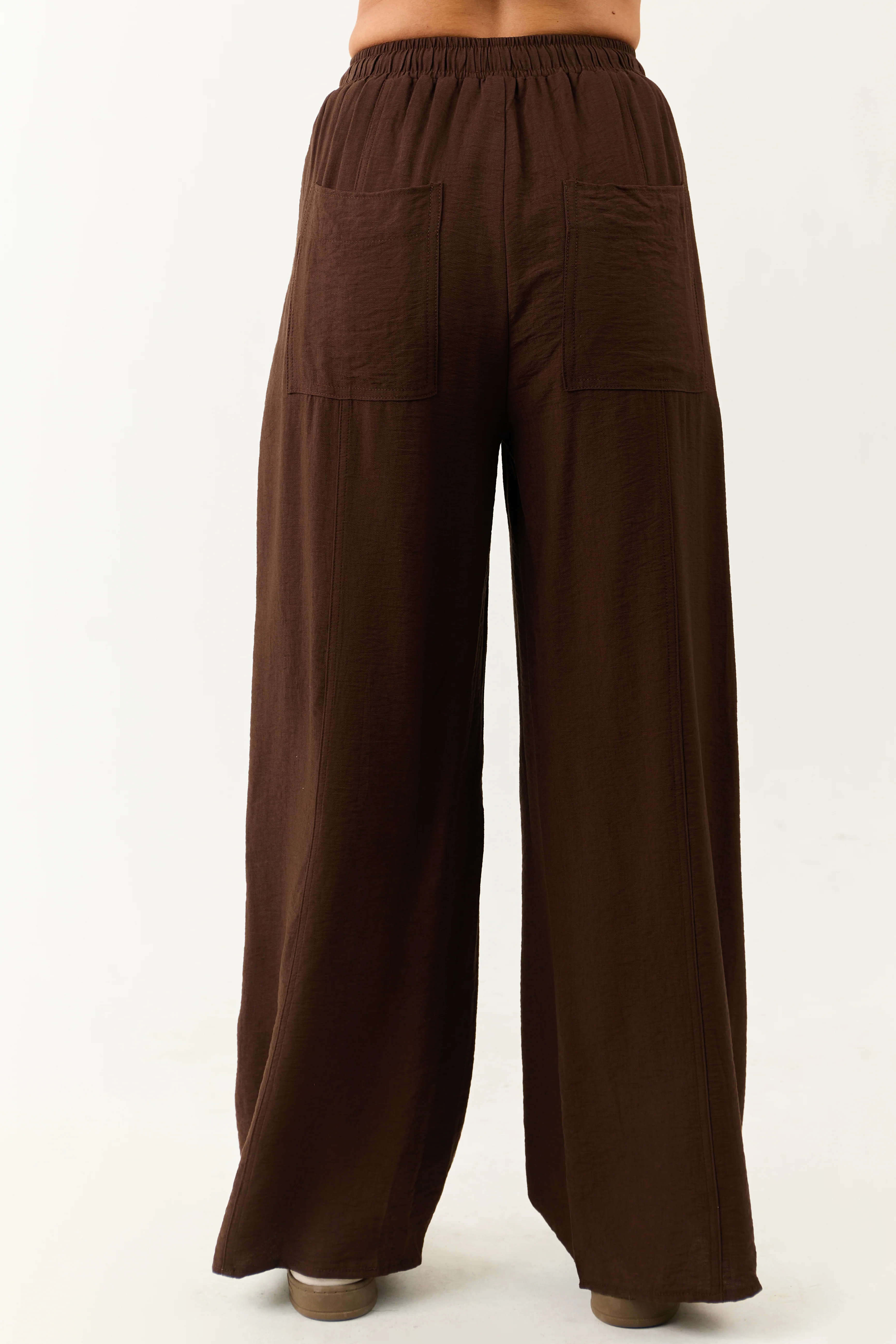 Entro Cocoa Smocked High Rise Wide Leg Pants - Image 4