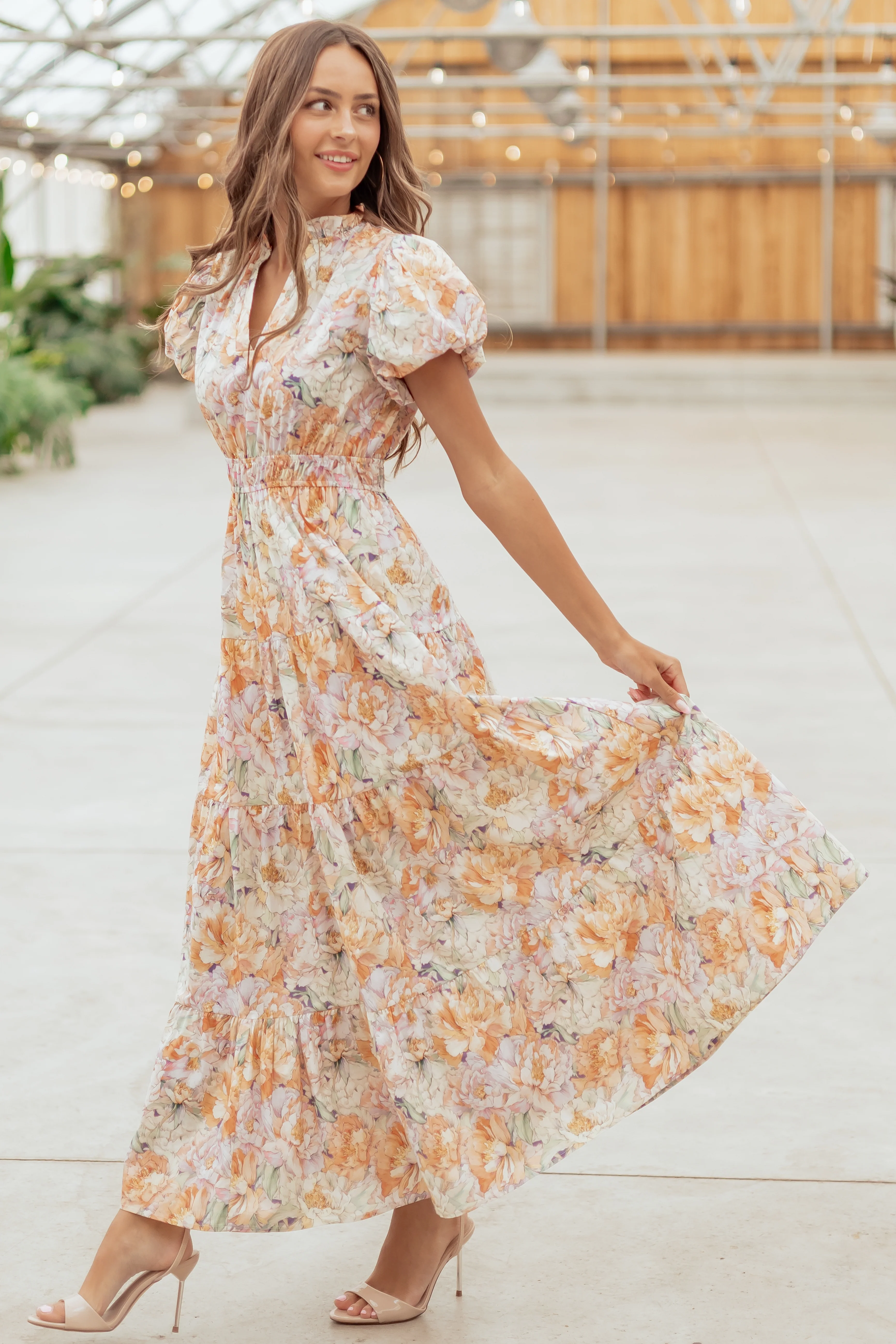 Entro Multicolor Floral V-Neck Cotton Maxi Dress - Image 2