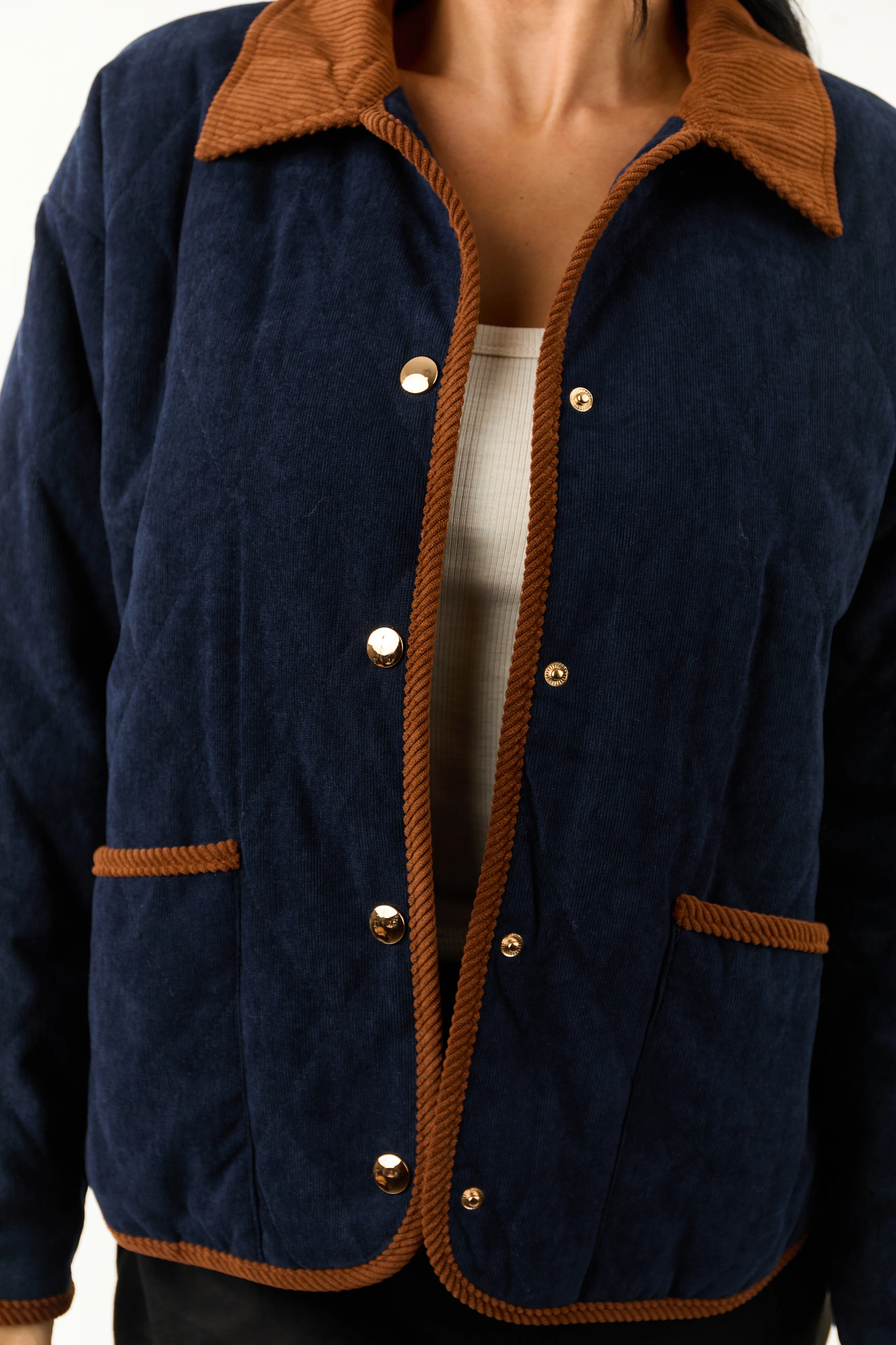 Entro Navy Snap Button Down Collared Jacket - Image 7