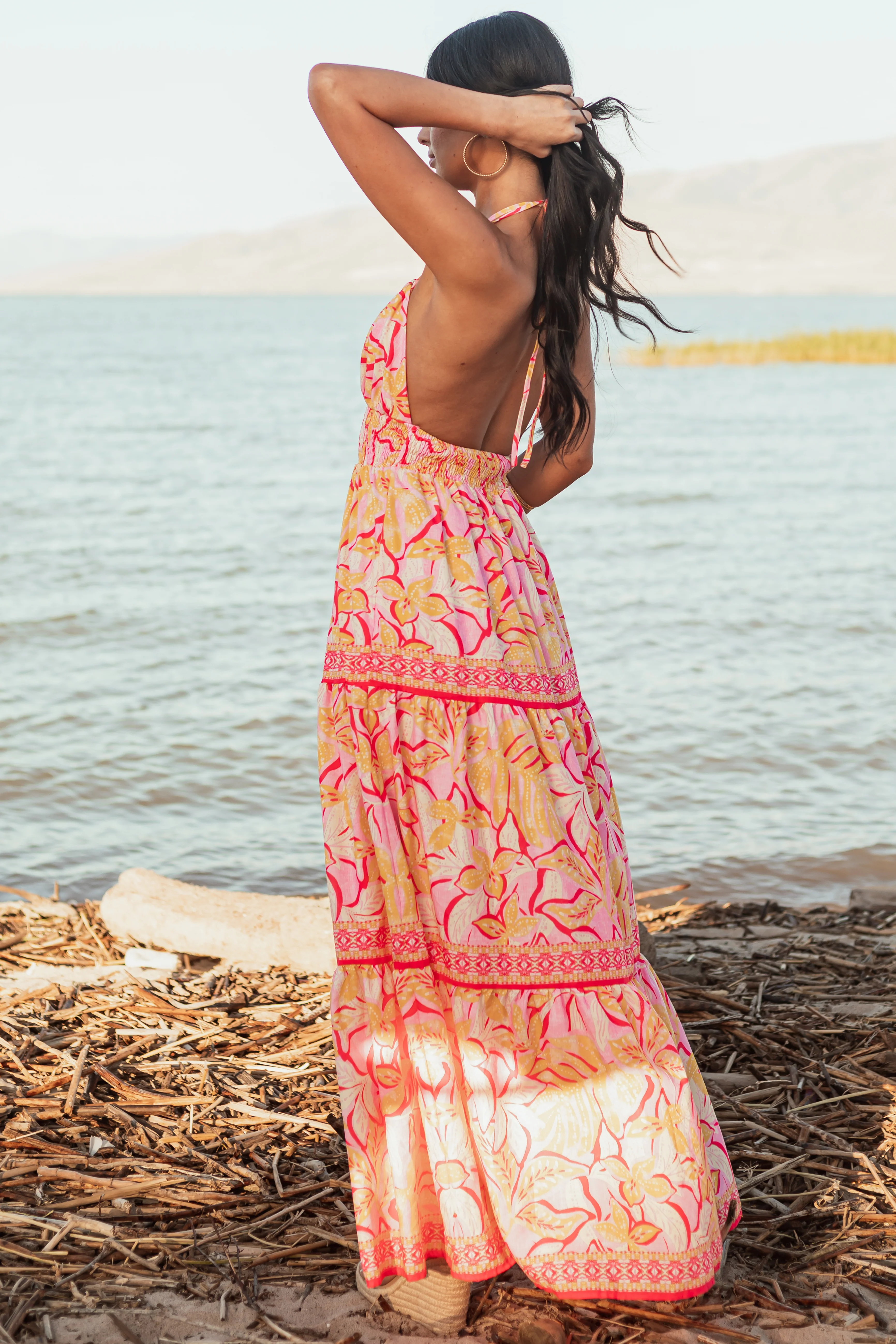 Flying Tomato Baby Pink Floral Sleeveless Maxi Dress - Image 4